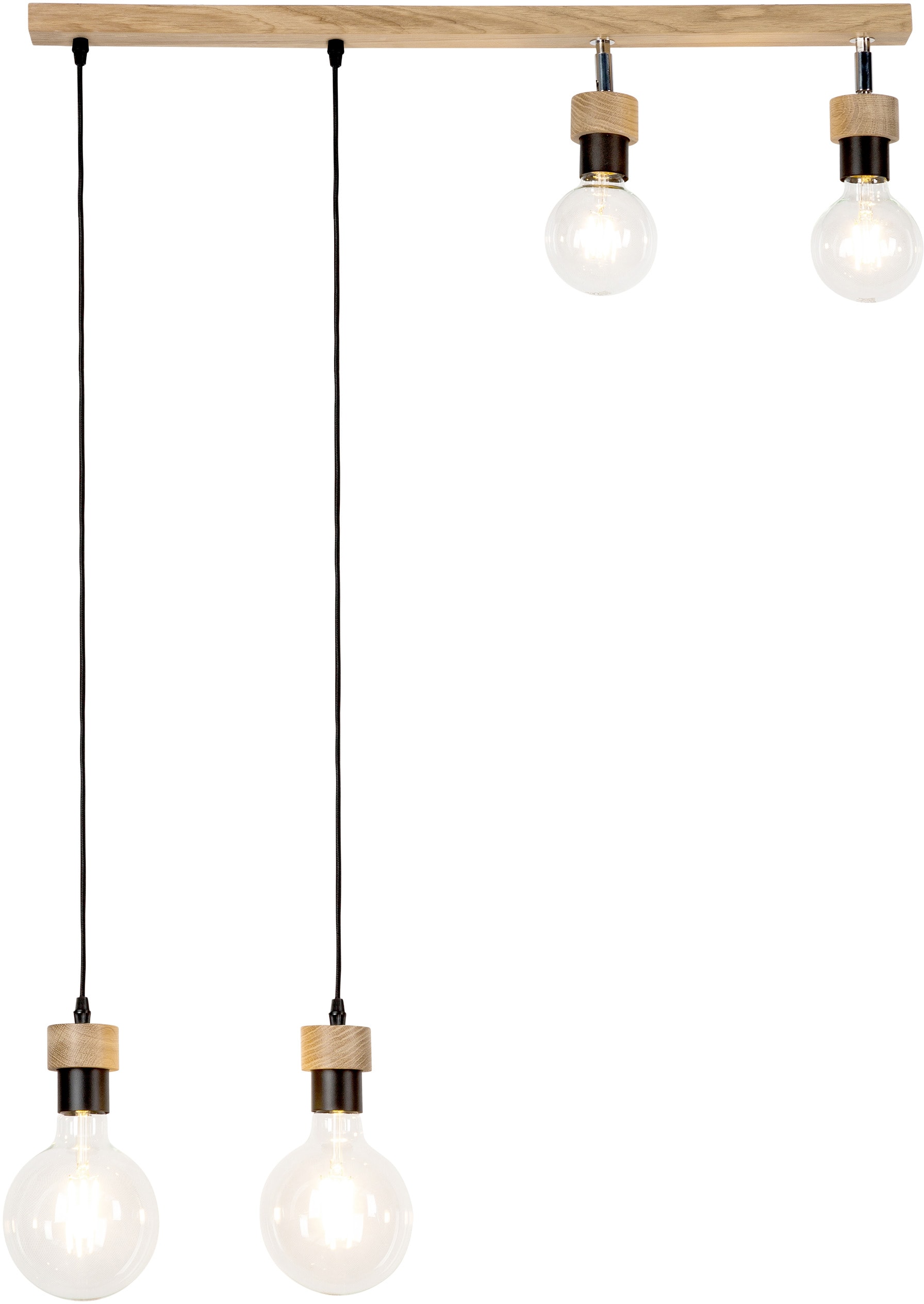 BRITOP LIGHTING Pendelleuchte »CLARTE«, 4 flammig, Leuchtmittel E27 | Leuchtmittel wechselbar-ohne Leuchtmittel, Naturprodukt aus Eichenholz