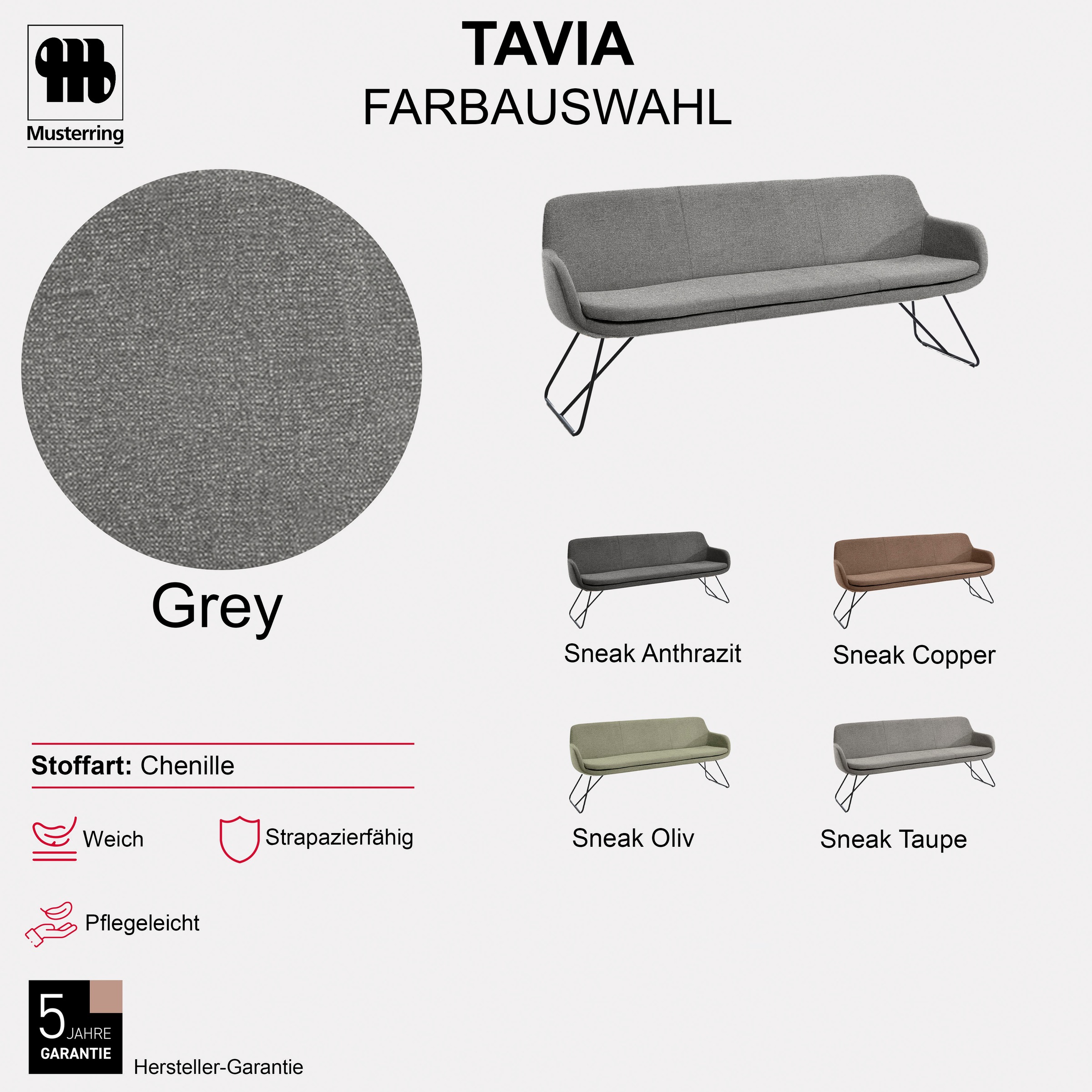 Musterring Essbank »Tavia« Schlittengestell in drei Ausführungen, Breite 180, 200 oder 220 cm