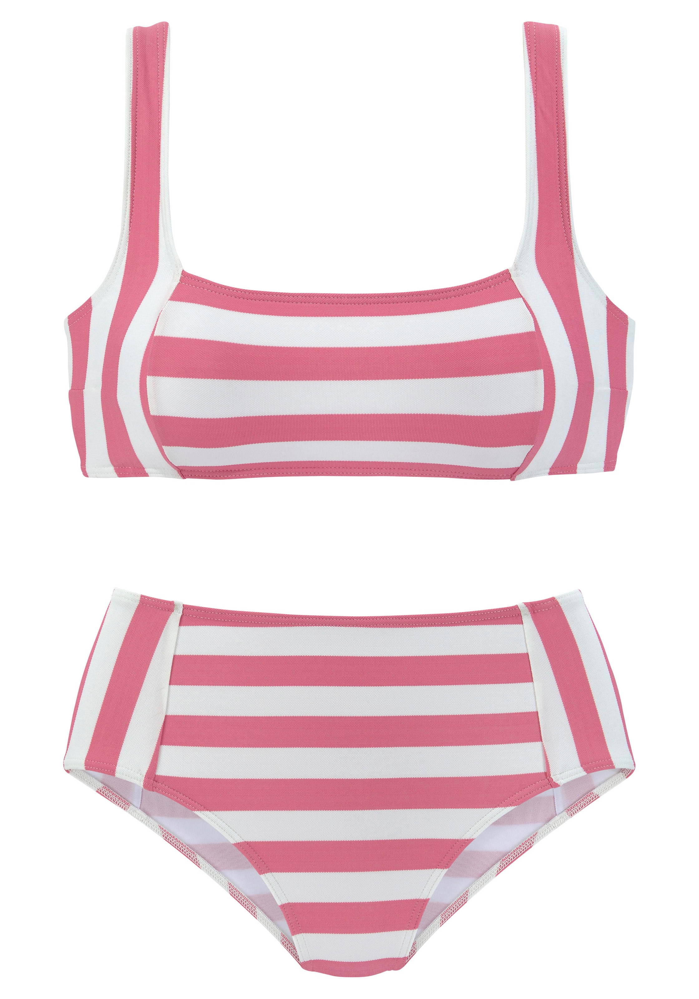 Venice Beach Bustier-Bikini, mit bei Streifen gewebten