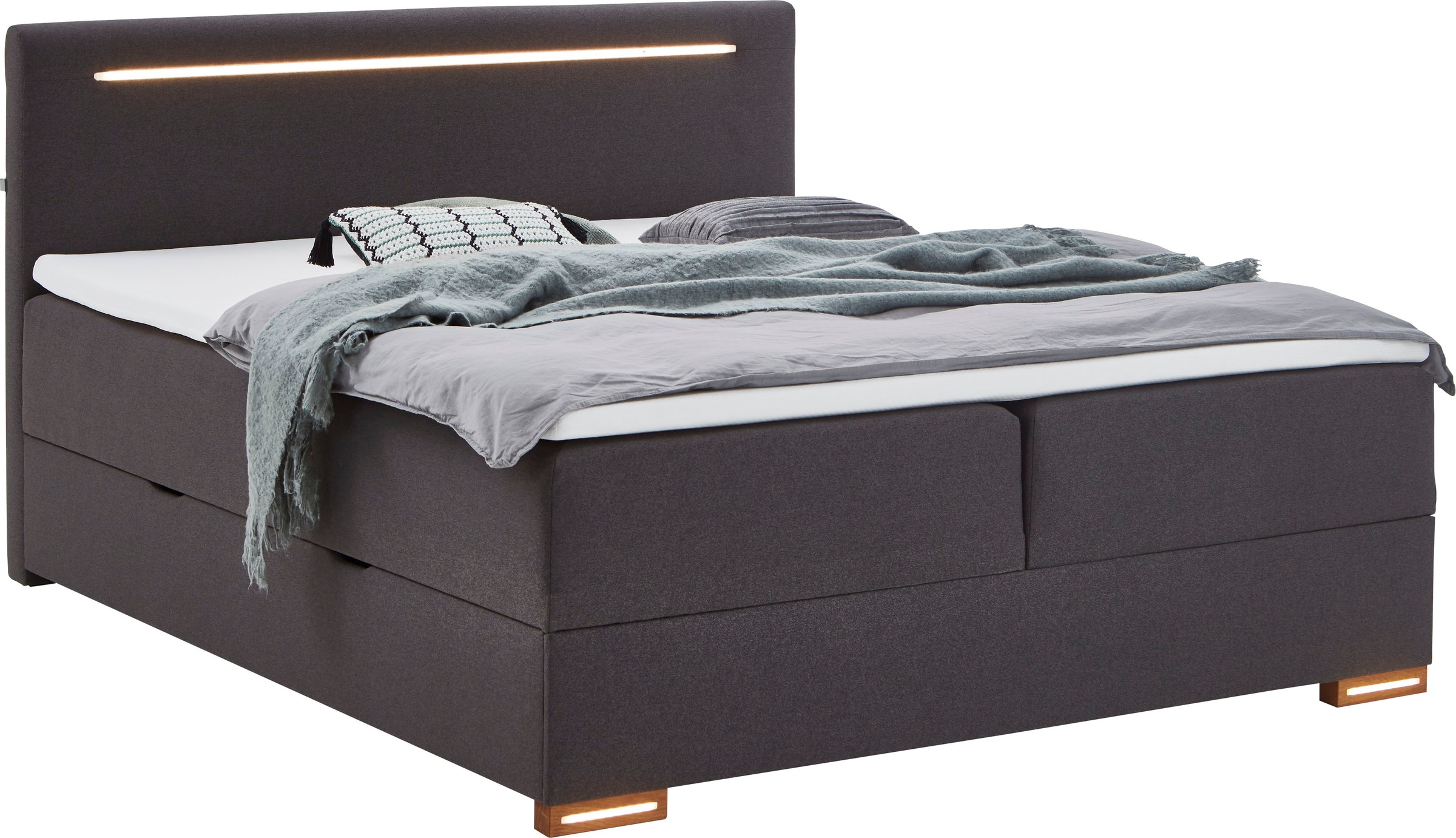 meise.möbel Boxspringbett »Cooper 2«, inkl. Bettkasten, Topper und LED-Beleuchtung im Kopfteil und Füßen