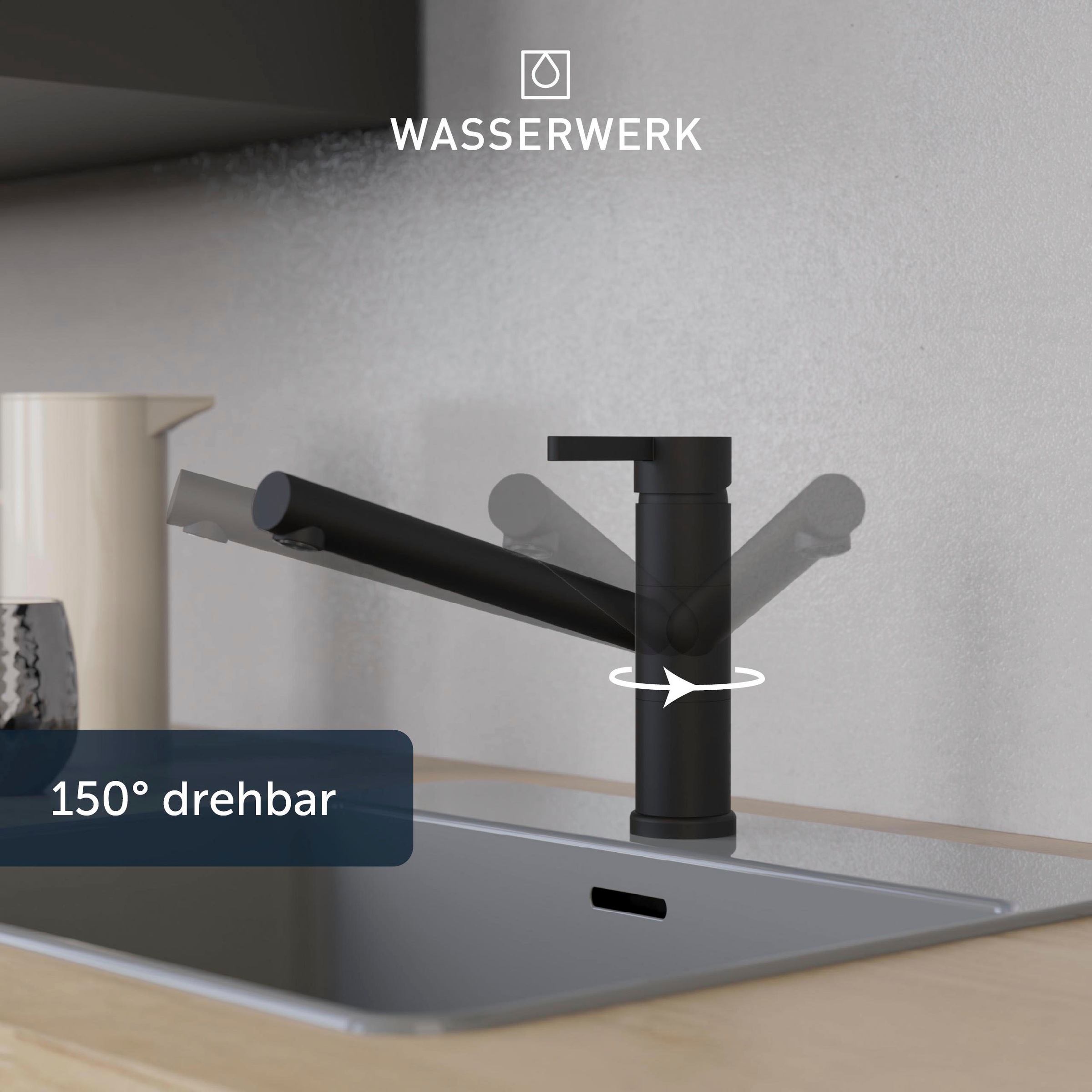 WASSERWERK Spültischarmatur »WK 6, Wasserhahn, Küche, Einhebelmischer«, 150° schwenkbar, geräuscharm
