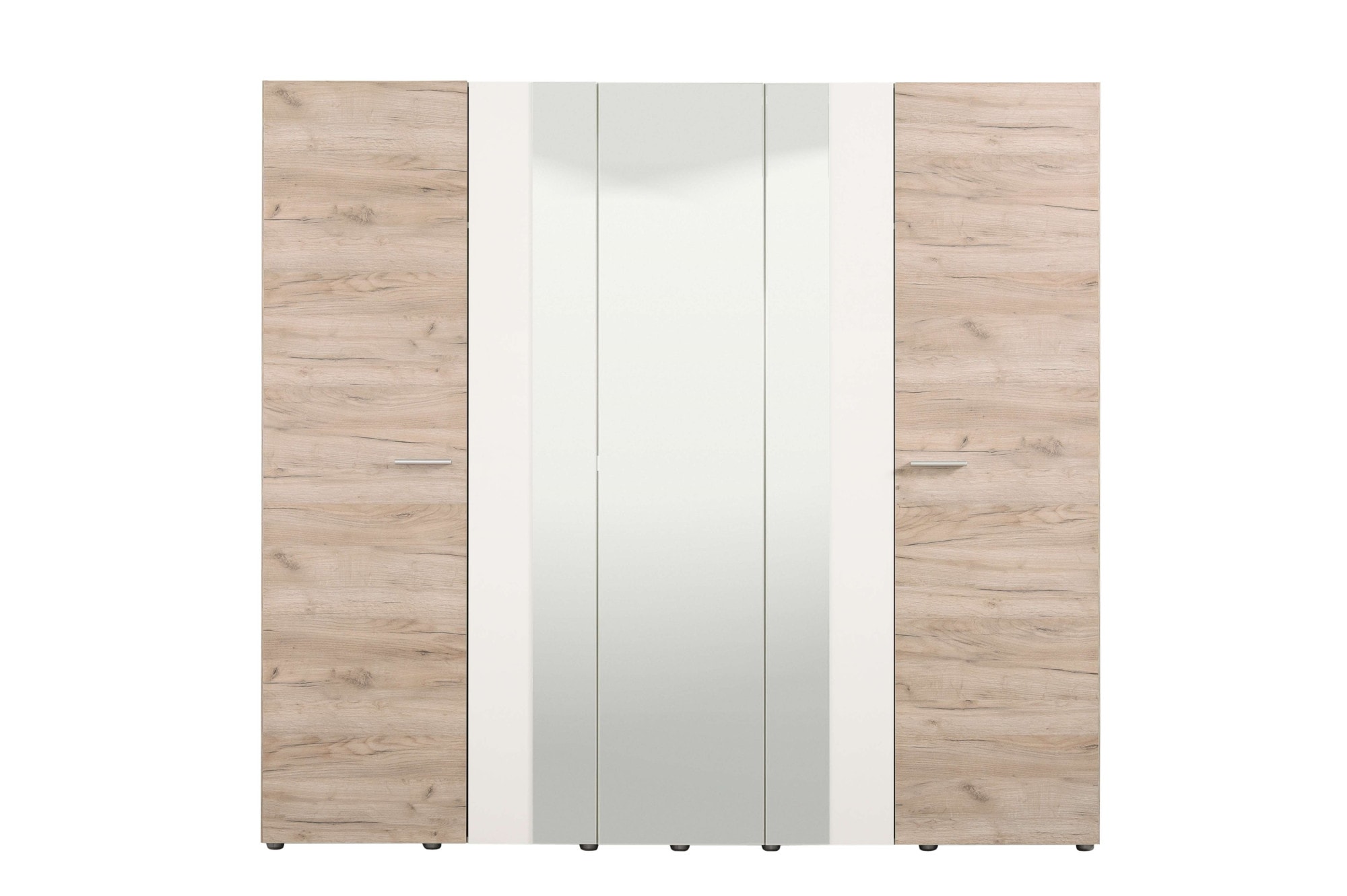 Home affaire Kleiderschrank »Dante Garderobenschrank, Stauraumschrank, Drehtürenschrank, Schrank« 2 Kleiderstangen, 6 Einlegeböden, Spiegel, Breite 223,5 cm