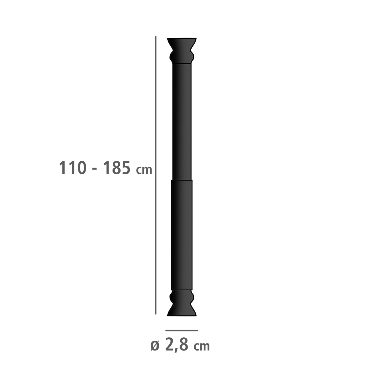 Duschvorhangstange »Schwarz«, cm Länge auf WENKO ausziehbar, 110-185 Rechnung bestellen