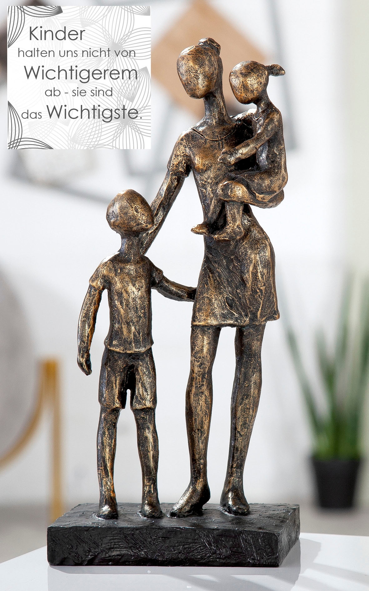 Casablanca by Gilde Dekofigur »Skulptur Mutter mit Kindern, bronzefarben«, Dekoobjekt, Höhe 26,5 cm, auf schwarzer Basis, antikfinish, Wohnzimmer