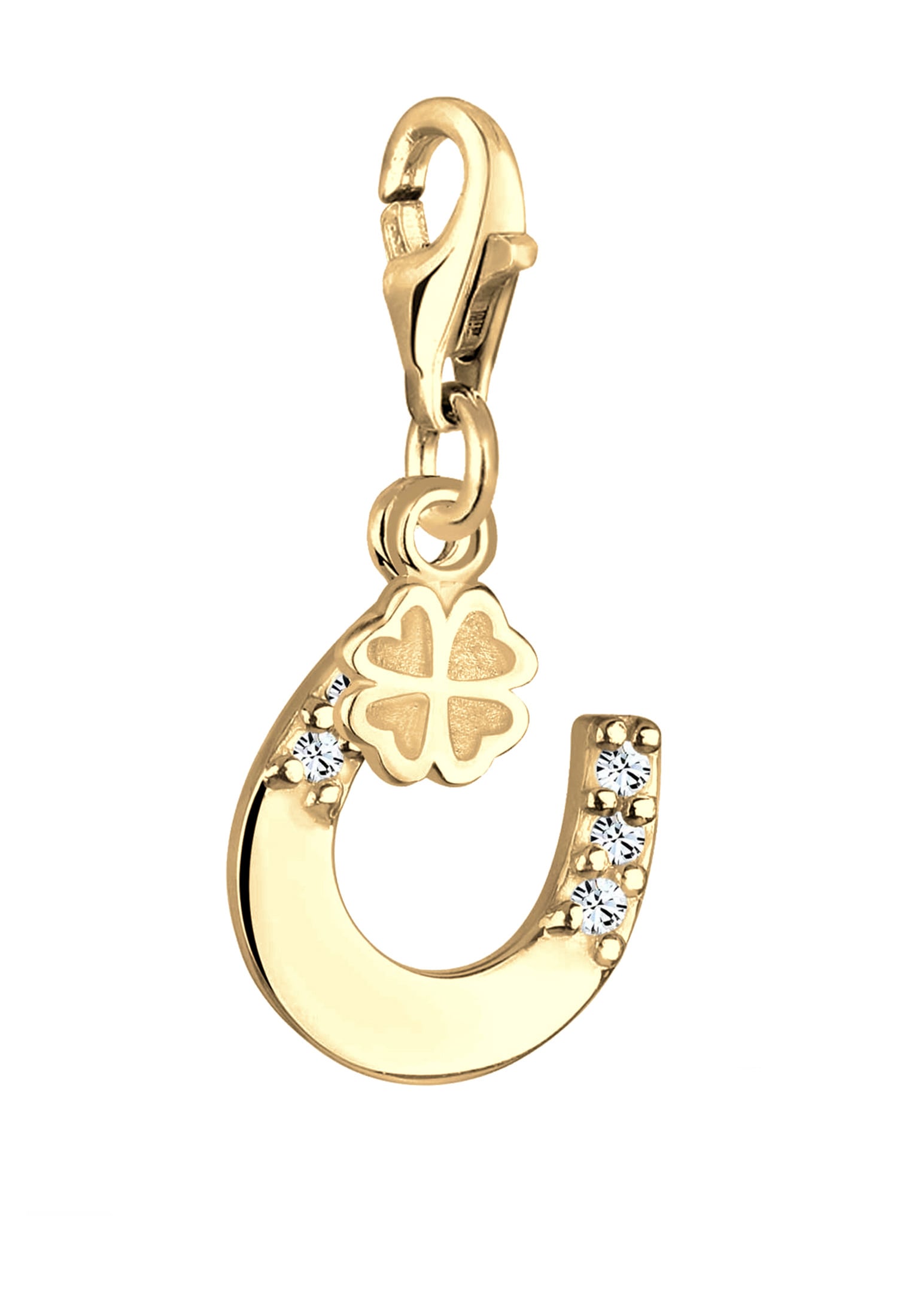 Nenalina Charm-Einhänger »Charm Hufeisen Kleeblatt Kristalle 925 Silber«