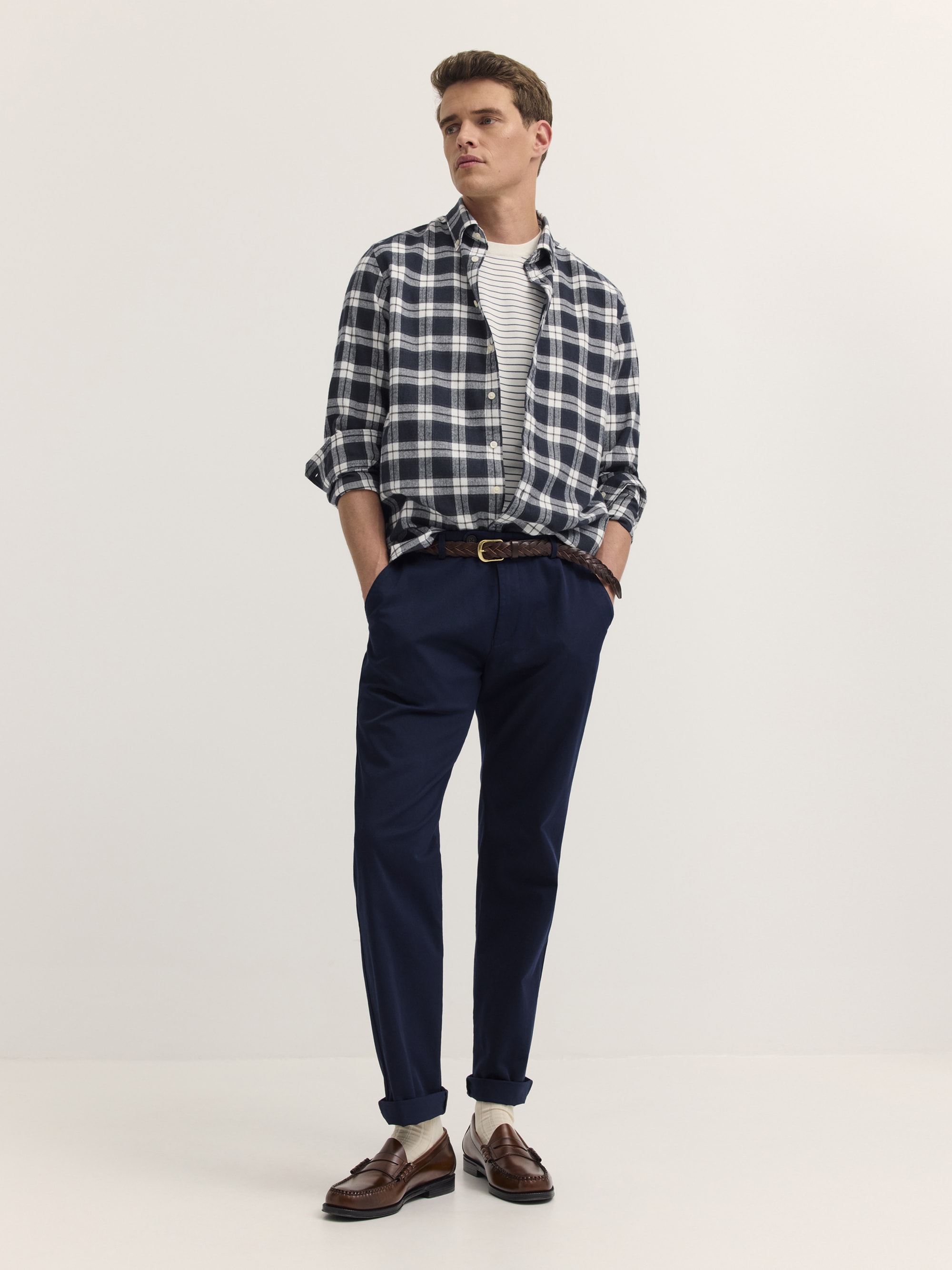 bugatti Langarmhemd »Modern Fit« Modern Fit Karo Herringbone Button-Down
