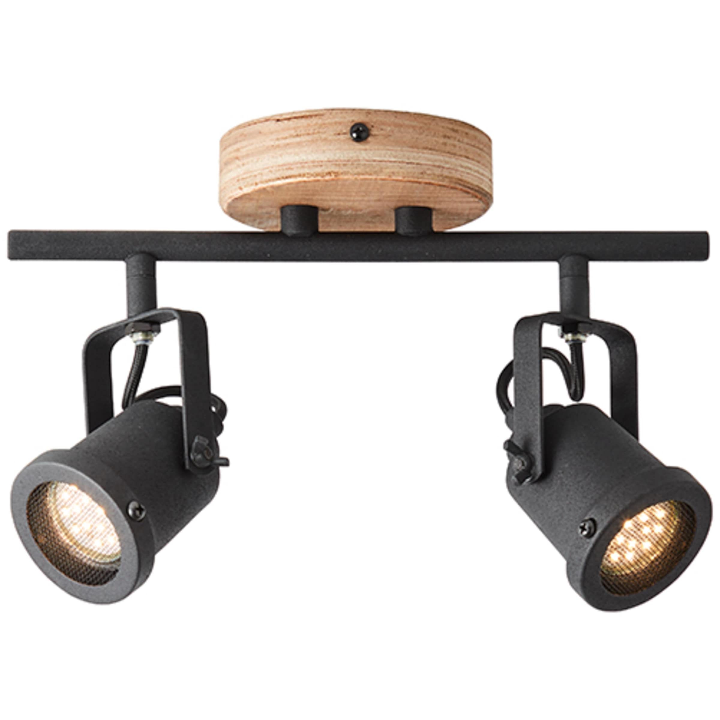 Brilliant Deckenstrahler »Inge«, 2 flammig, Leuchtmittel GU10 | ohne Leuchtmittel, 30 cm Breite, 2 x GU10, schwenkbar, Metall/Holz, holz dunkel/schwarz