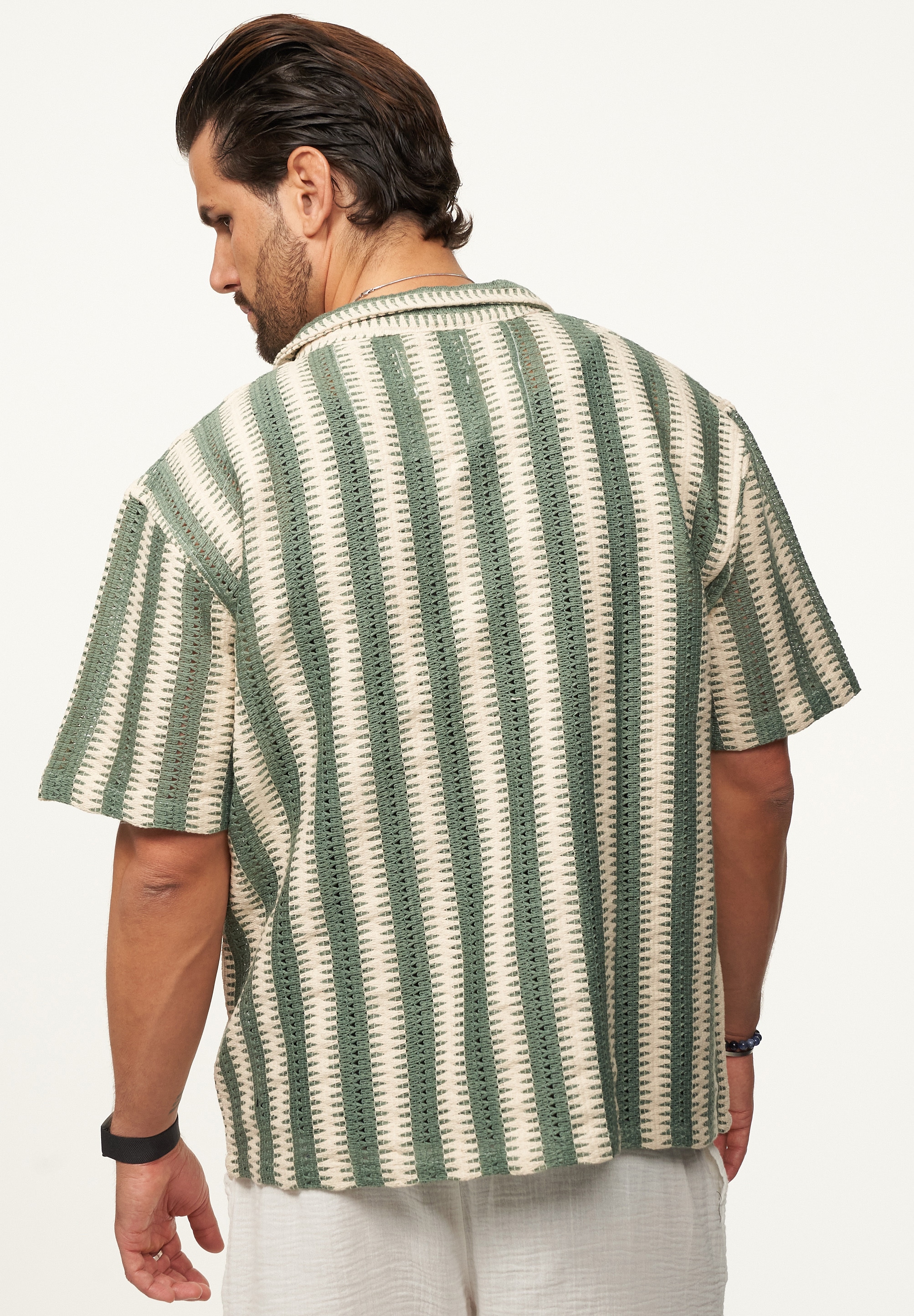 SOULSTAR Kurzarmhemd »Freizeithemd als Kurzam Strick Hemd im Retro-Look - Strick Polo-Hemd Overshirt im Regular-Fit für Herren« Herren Kurzarm Strick Polo-Hemd T-Shirt