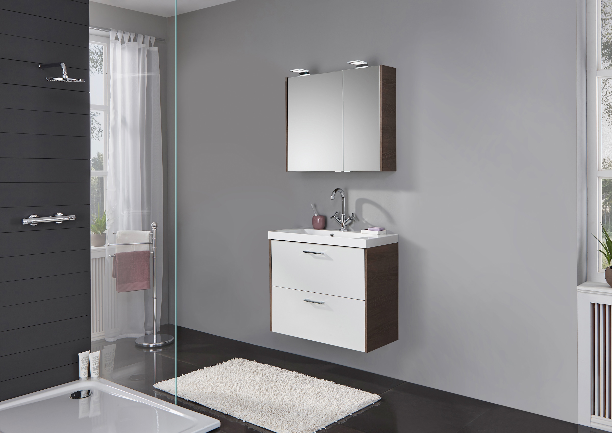 FACKELMANN Einbauwaschbecken »Malua«, Badmöbel Gussmarmor, Breite 80 cm