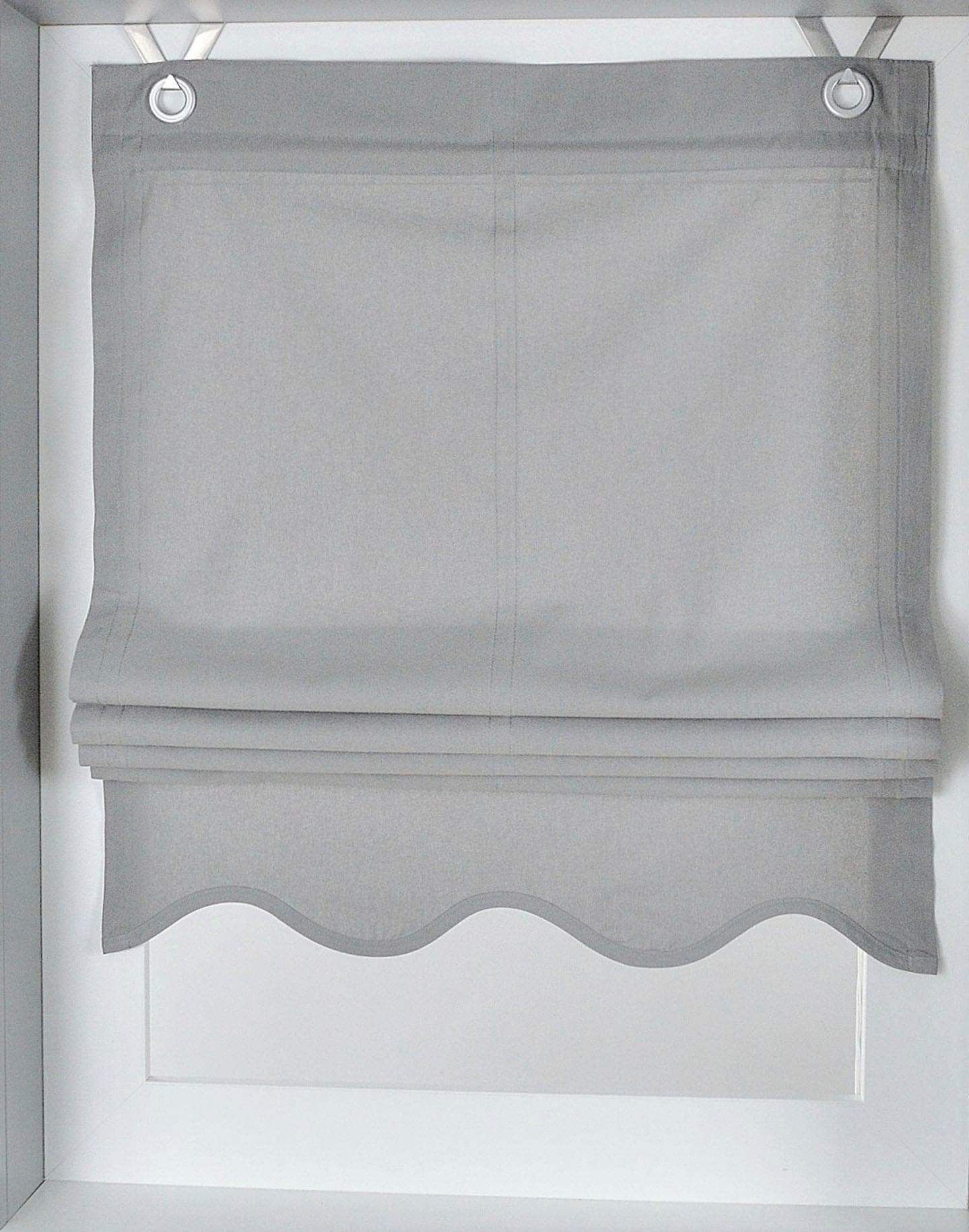 Kutti Raffrollo »Olivia« mit Hakenaufhängung ohne Bohren freihängend blickdicht, Baumwolle, Hakenaufhängung