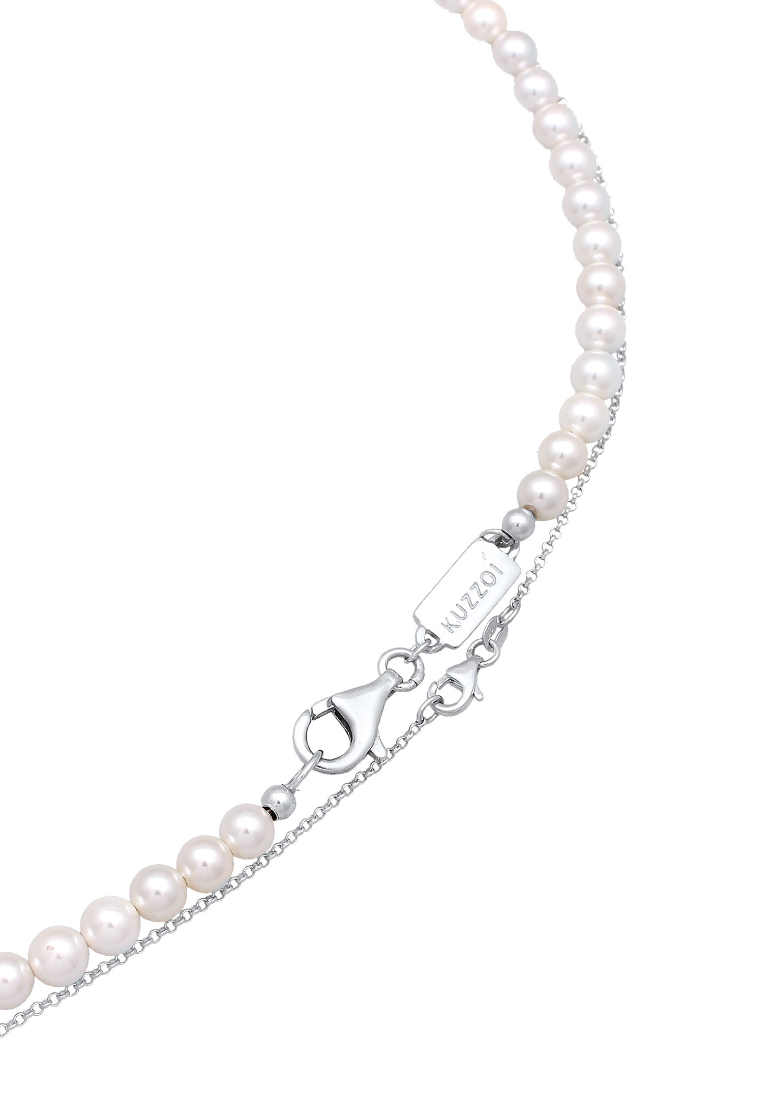 Kuzzoi Kette mit Anhänger »Halskette Muschelkernperlen Kreuz Klassik 2er Set 925 Silber«