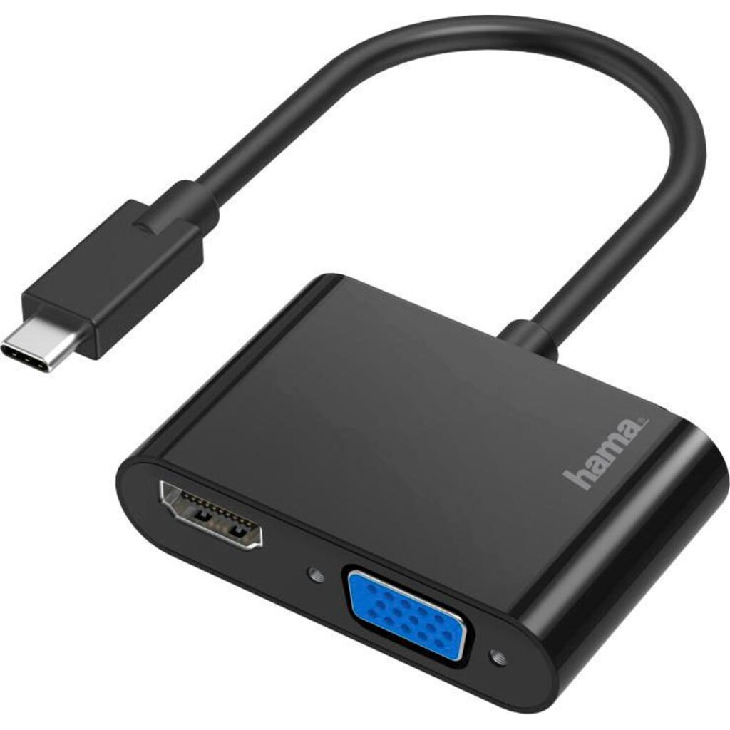 Hama USB-Adapter »Video-Adapter 2in1 USB-C-Stecker-VGA & HDMI™-Buchse Ultra-HD 4K«, USB-C zu HDMI-VGA, 10 cm
