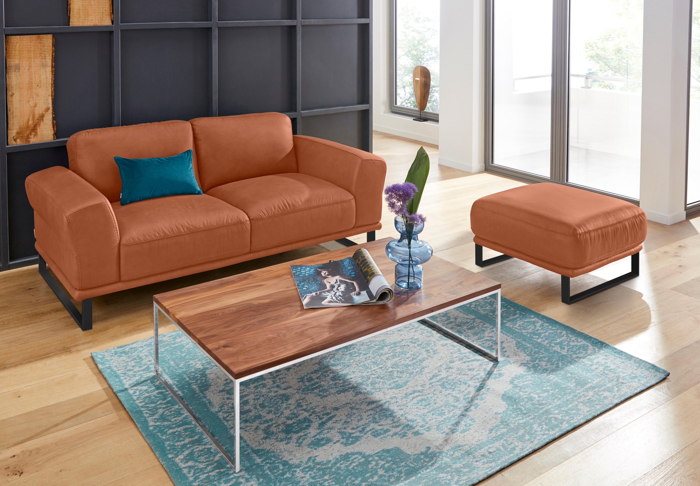 W.SCHILLIG Hocker »montanaa«, mit Metallkufen in Schwarz pulverbeschichtet, Breite 71 cm
