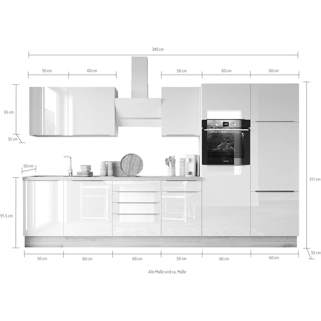 RESPEKTA Küchenzeile »Safado aus der Serie Marleen«, Breite 340 cm, mit Soft -Close bequem kaufen