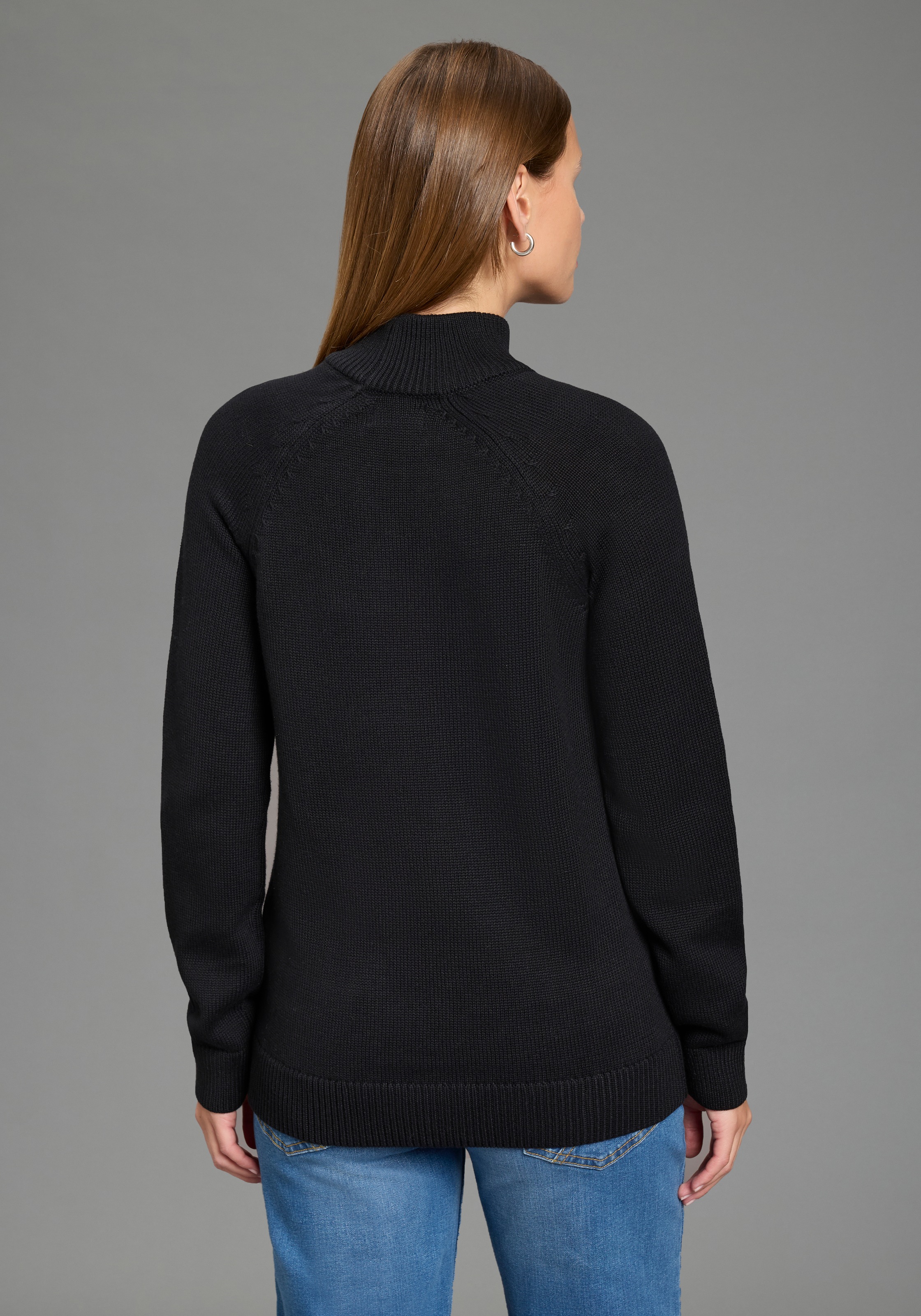 Arizona Strickpullover »Rolli unifarbend« mit grobem Strickmuster und Rollkragen