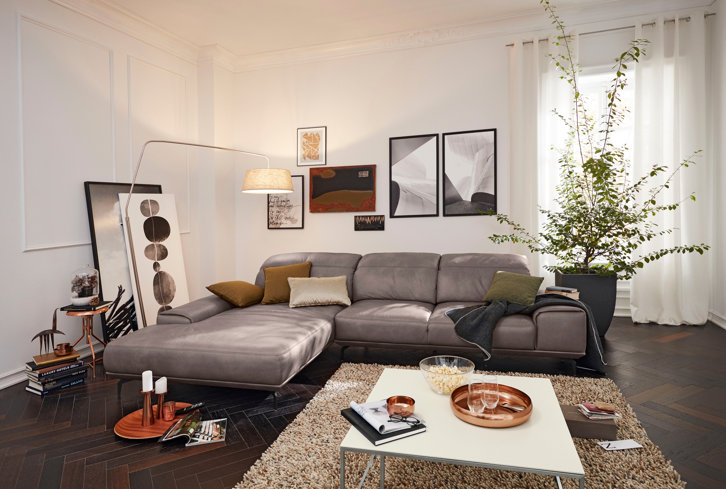 Musterring Wohnlandschaft »MR 2490«, Fuß Schwarz, Sitzhöhe 46cm, wahlweise mit Funktionen, Maße 342x207 cm