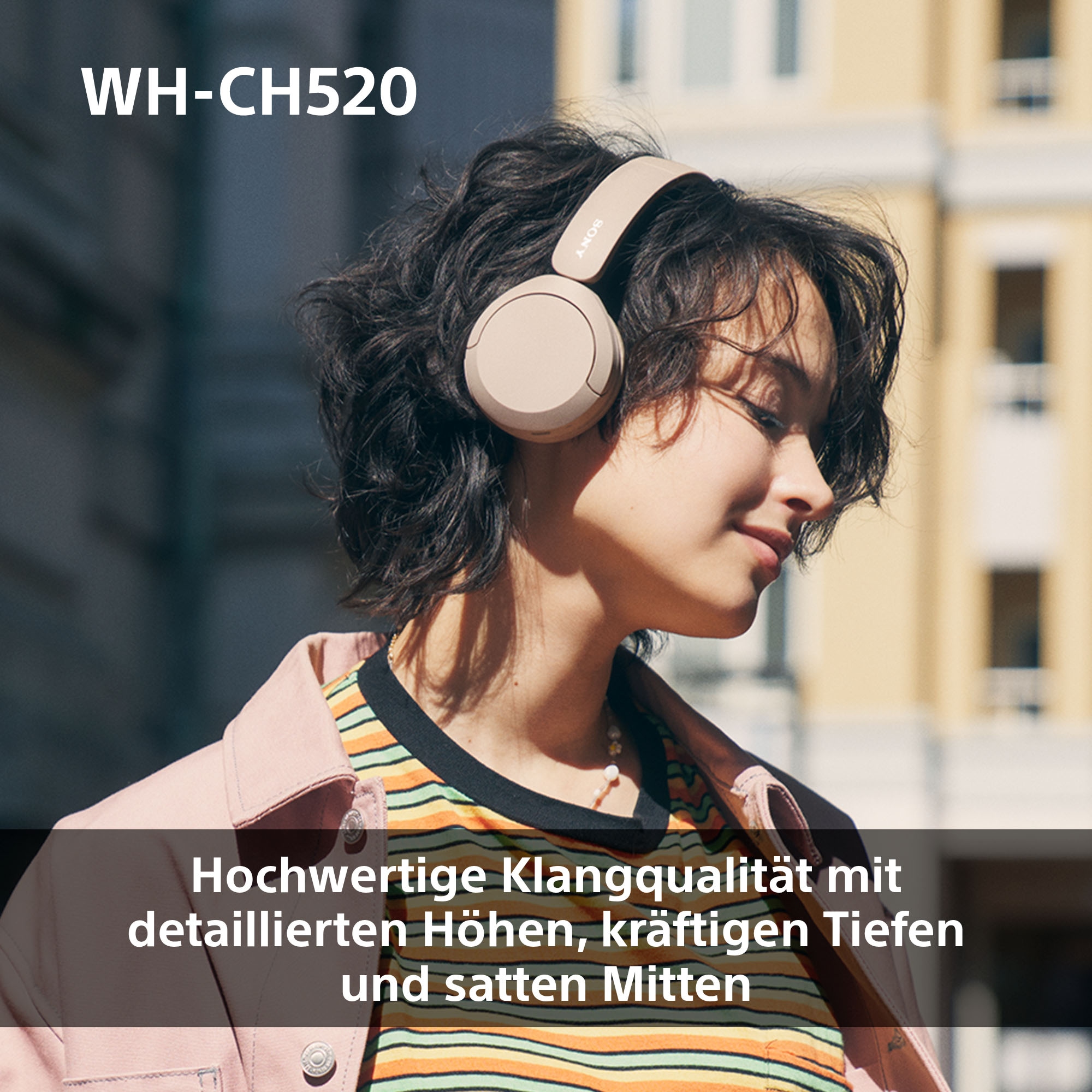 Sony Bluetooth-Kopfhörer »WHCH520«, Bluetooth, Freisprechfunktion-Rauschunterdrückung-Sprachsteuerung-kompatibel mit Siri, 200 Std. Max. Akkulaufzeit (Standby)