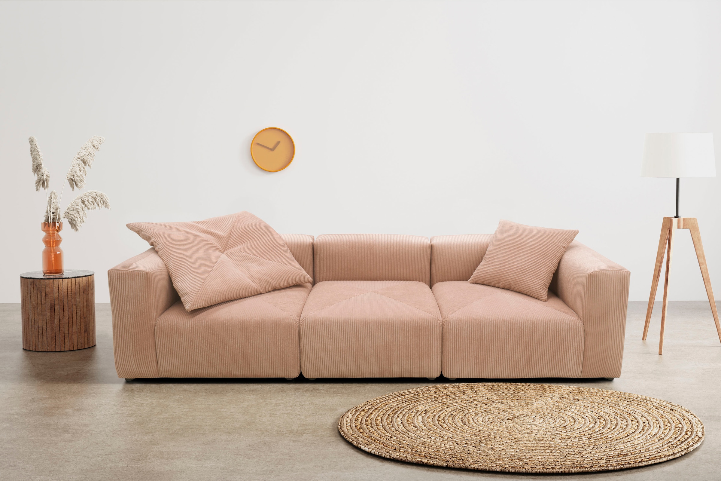 RAUM.ID Big-Sofa »Gerrid«, Cord-Bezug, bestehend aus Modulen: 2 Eck- und ein Mittelelement