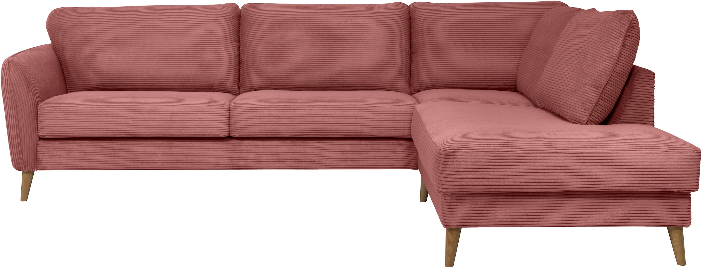Home affaire Ecksofa »MARSEILLE 278/202 cm, L-Form, Ottom. rechts/links«, Massivholzbeine aus Eiche, in verschieden Bezügen und Farbvarianten