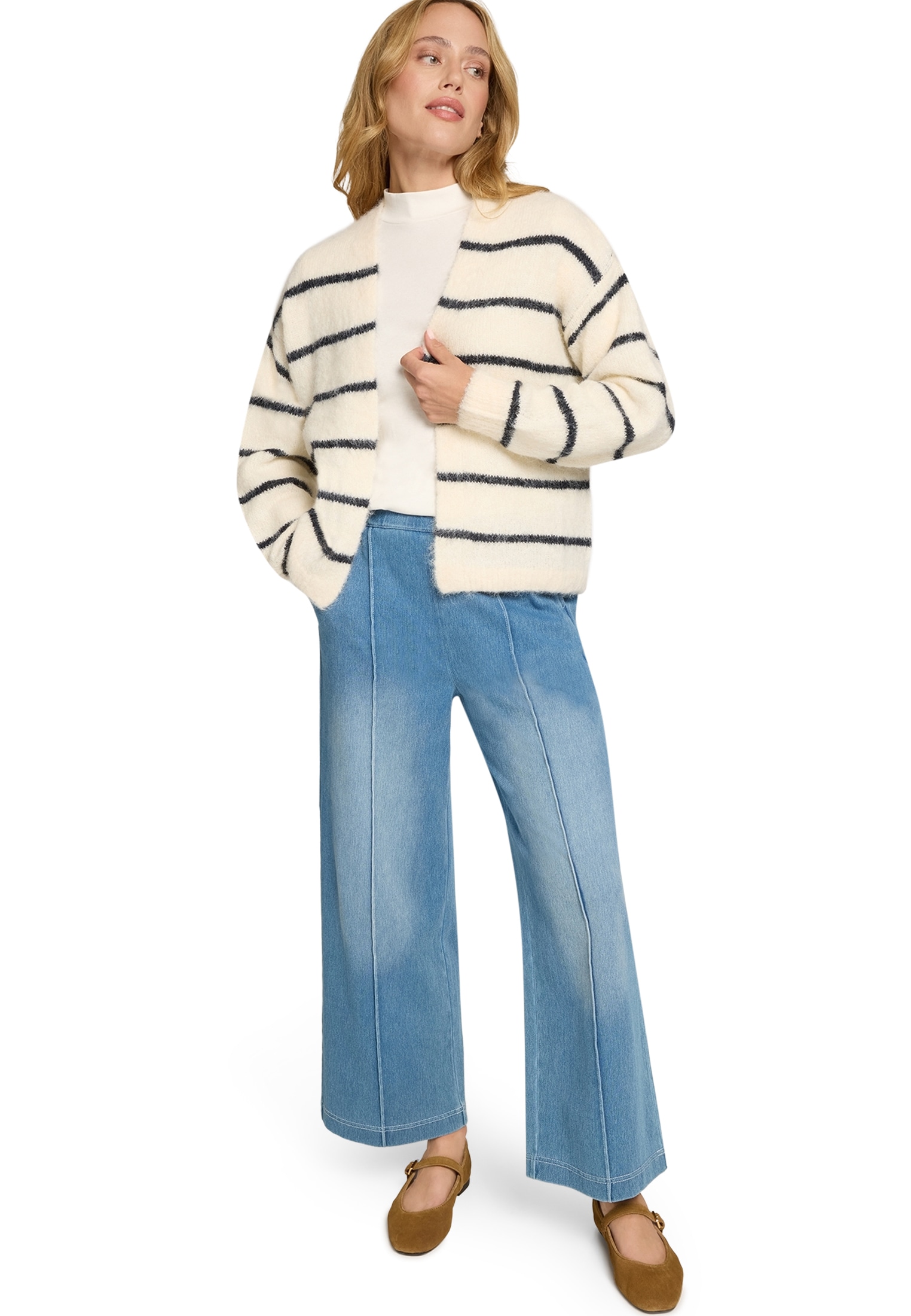 Zero Strickjacke »Strickjacke mit Streifen offener Style«