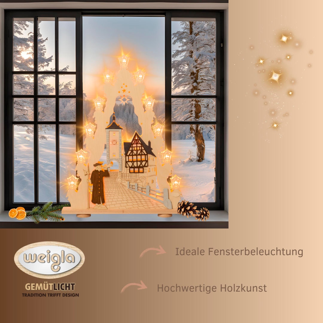Weigla LED Lichterbogen »Rothenburg ob der Tauber, Holz Lichterspitze, Fachwerk,Made in Germany« 1 Stk. Erzgebirge garantiert, Weihnachtsdeko Innen, Weihnachtsbeleuchtung