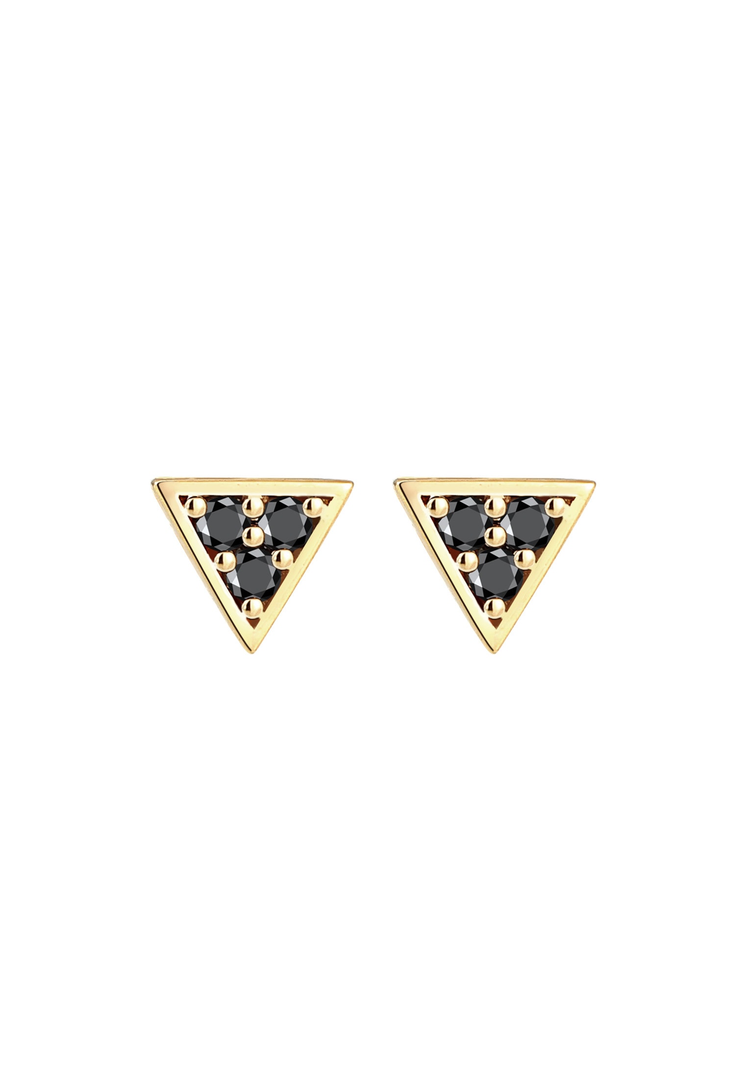 Elli DIAMONDS Paar Ohrstecker »Ohrringe Ohrstecker Dreieck Diamant Schwarz (0.09 ct) 375 Gelbgold«