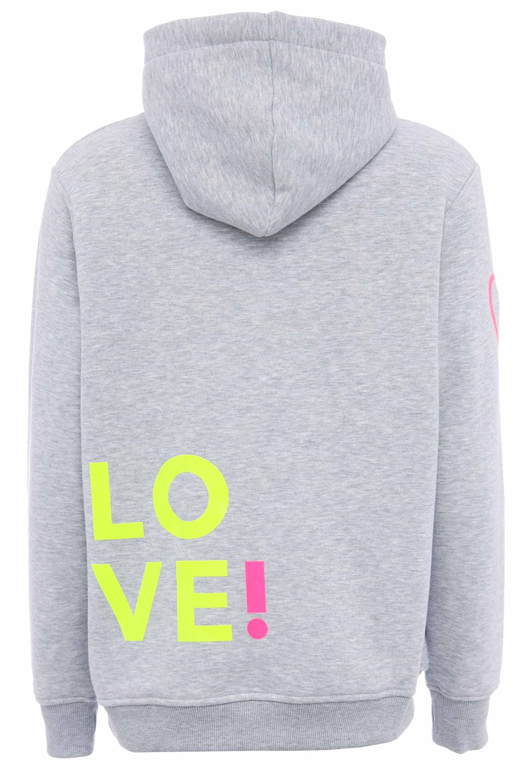 Zwillingsherz Kapuzensweatshirt, mit "Love"-Print und gesticktem Neonherz am Ärmel