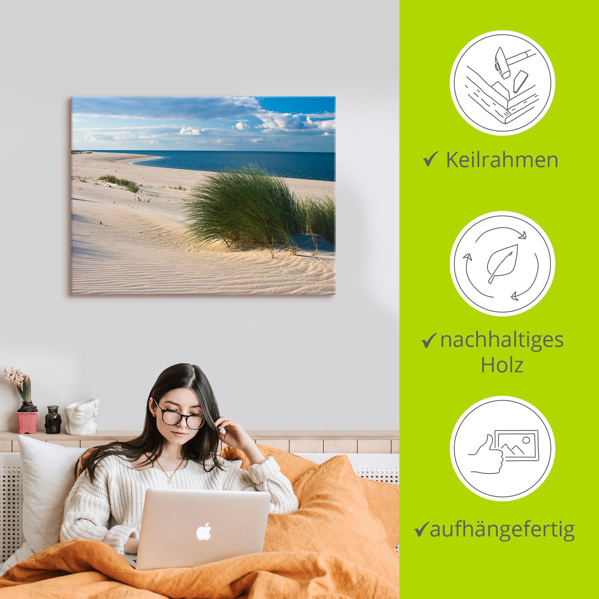 Artland Wandbild »Gras am Strand« Strand 1 Stk. tlg. als Alubild, Outdoorbild, Leinwandbild in verschied. Größen