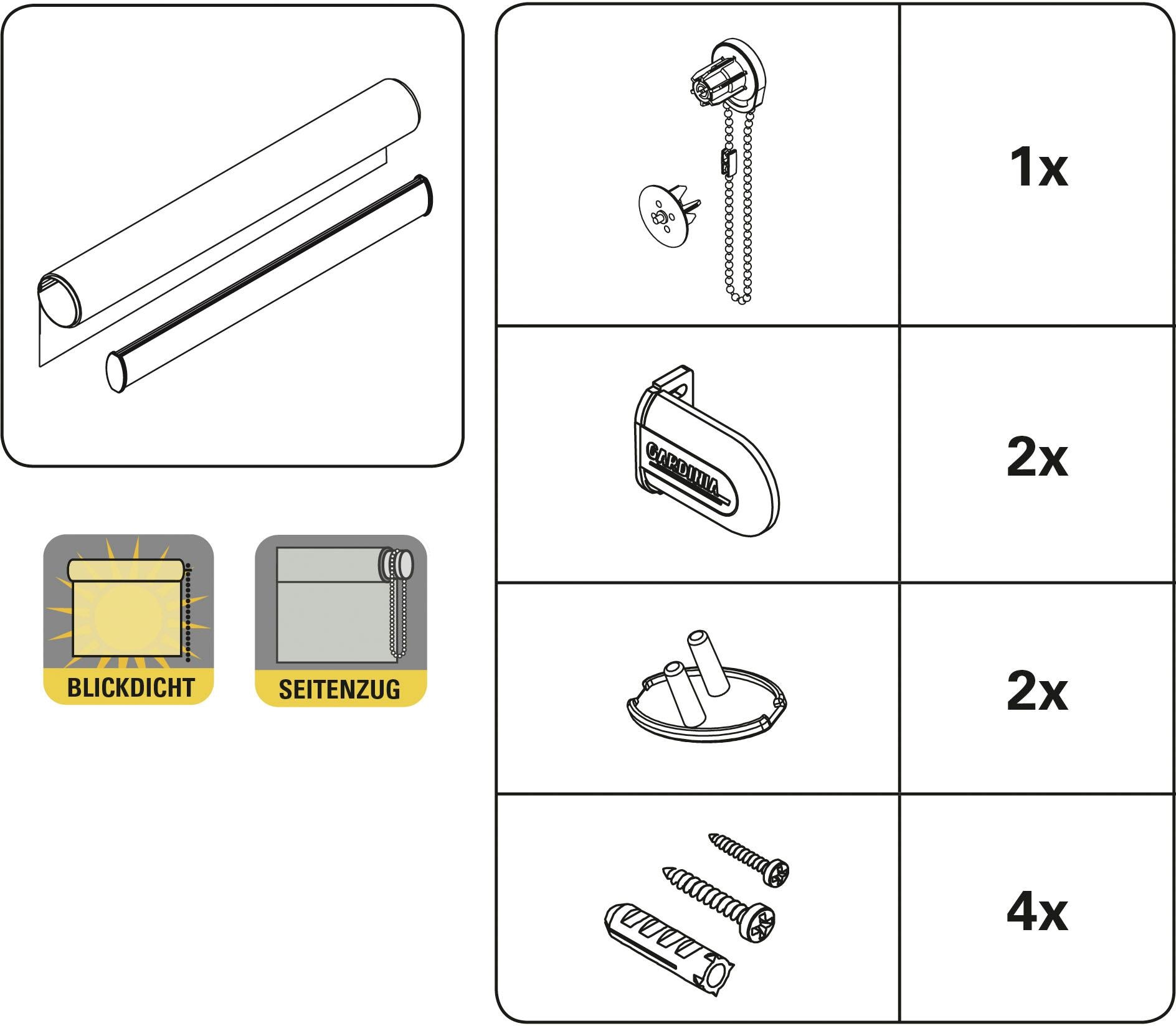 GARDINIA Seitenzugrollo »Uni-Rollo« Lichtschutz Sichtschutz mit Bohren freihängend 1 Stück, im Fixmaß