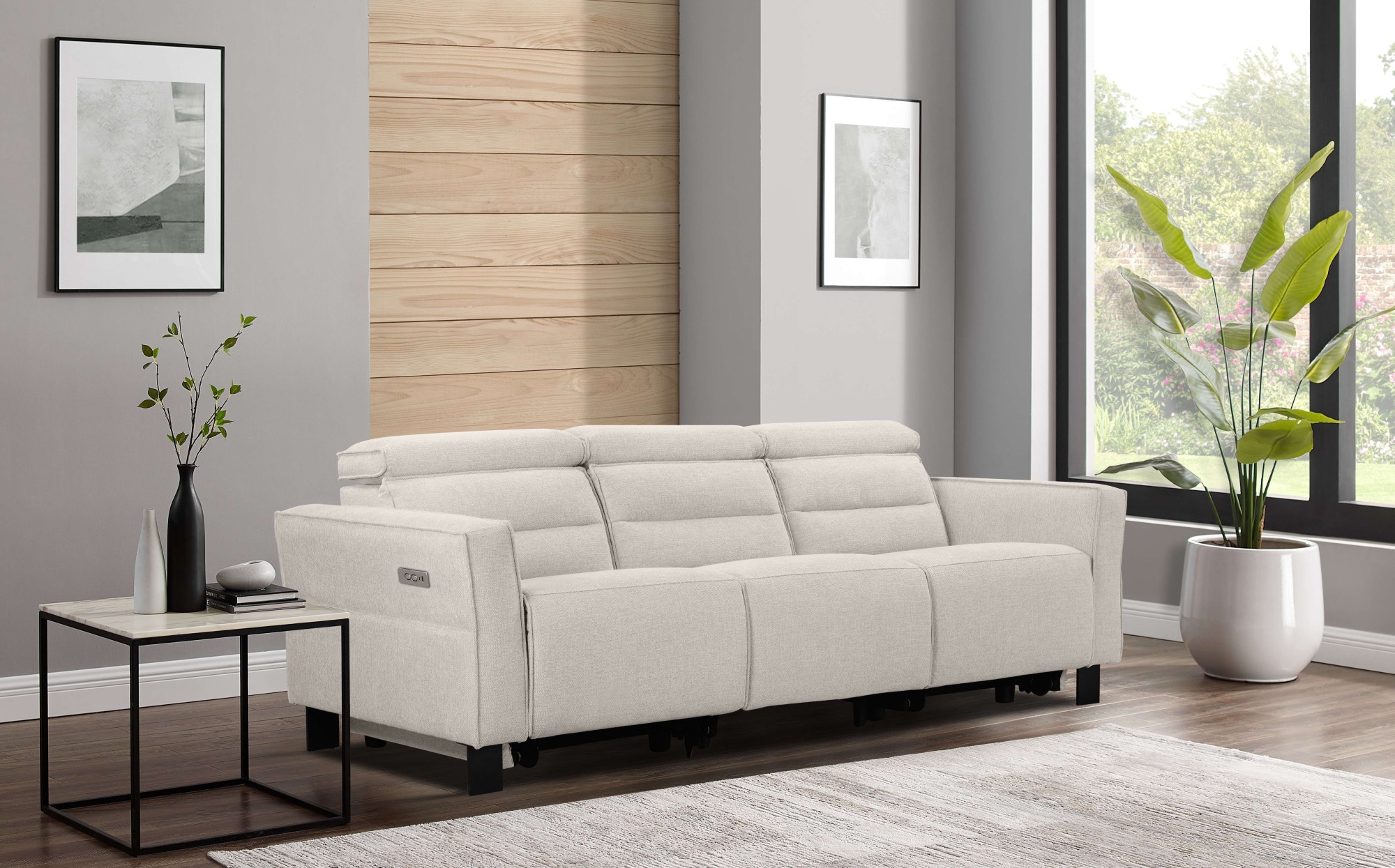 Places of Style 3-Sitzer »Carpari, 224cm, manuelle od. elektrische Relaxfunktion in 2 Sitzen«, mit USB-A/C, Kopfteilverstellung, Echtleder, Kunstleder, Webstoff