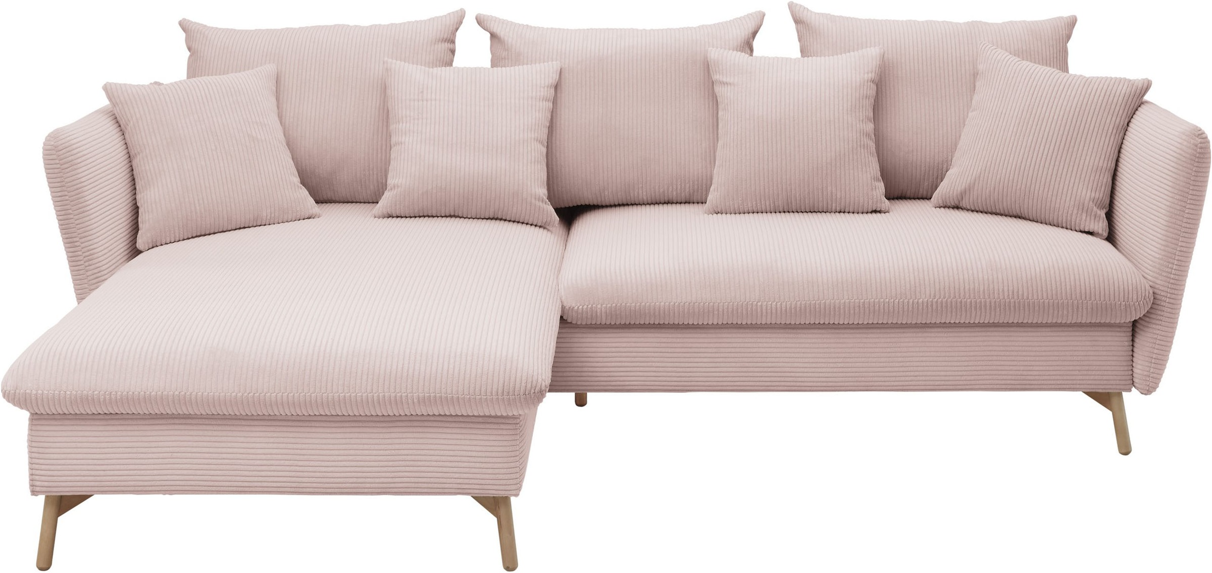 andas Ecksofa »MERLE, 258 cm, L-Form, traumhafter Cord,«, mit Bettfunktion und Bettkasten, Liegefläche 224 x 139