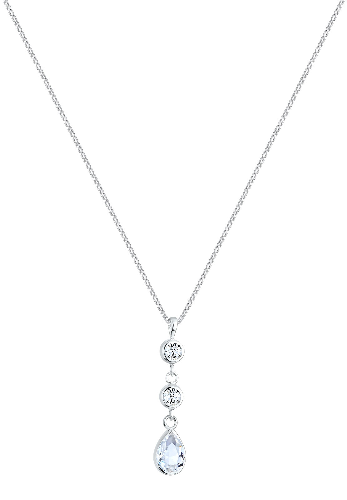 Elli Silberkette »Halskette Tropfen Glas Kristall Weiß 925 Sterling Silver«