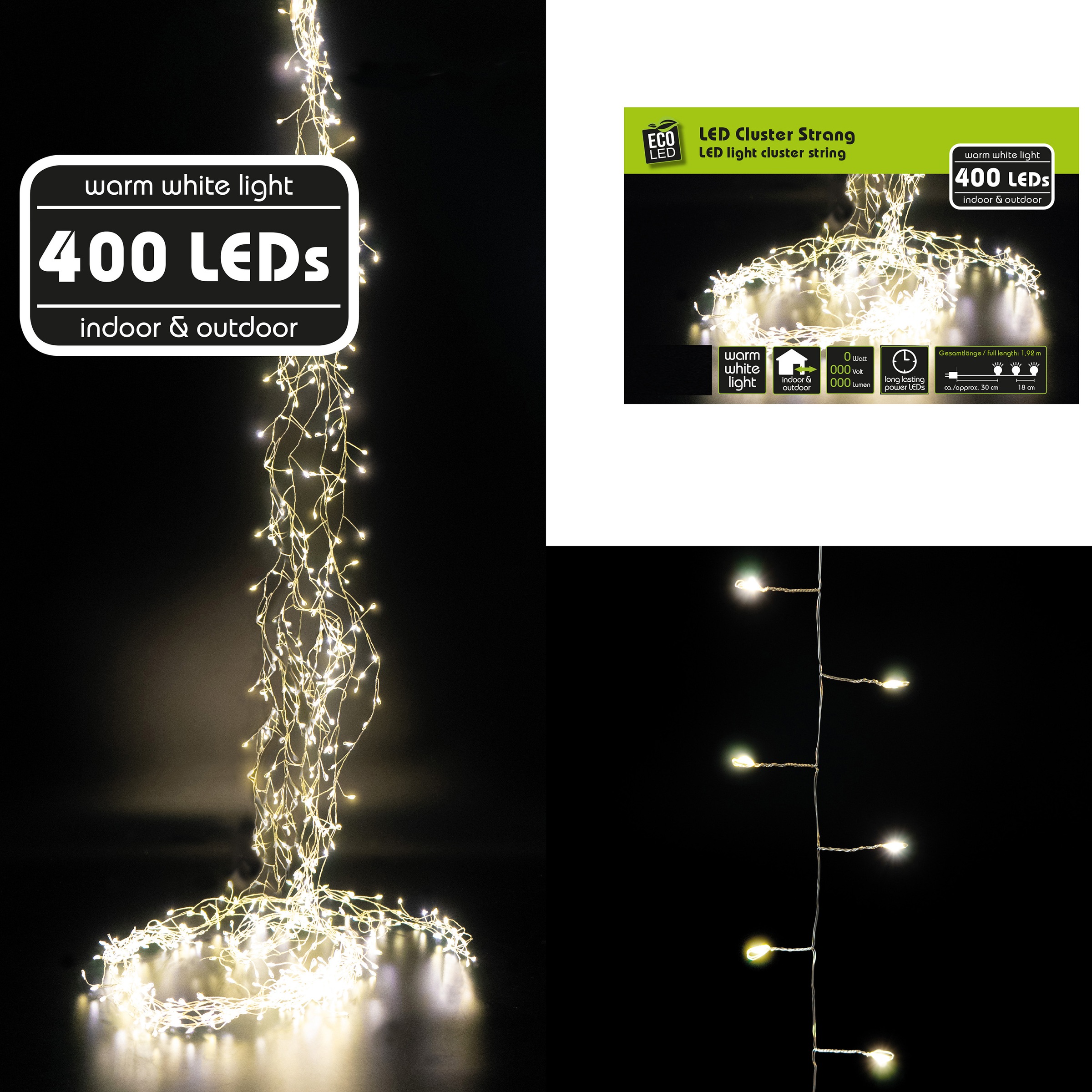 NOOR LIVING LED-Lichterkette »Weihnachtsdeko aussen«, mit 400 warmweißen LED's