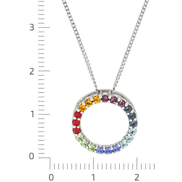 mit Regenbogenfarben, Anhänger bestellen bequem Kristallsteinen & Firetti »Kreis glänzend«, Kette mit