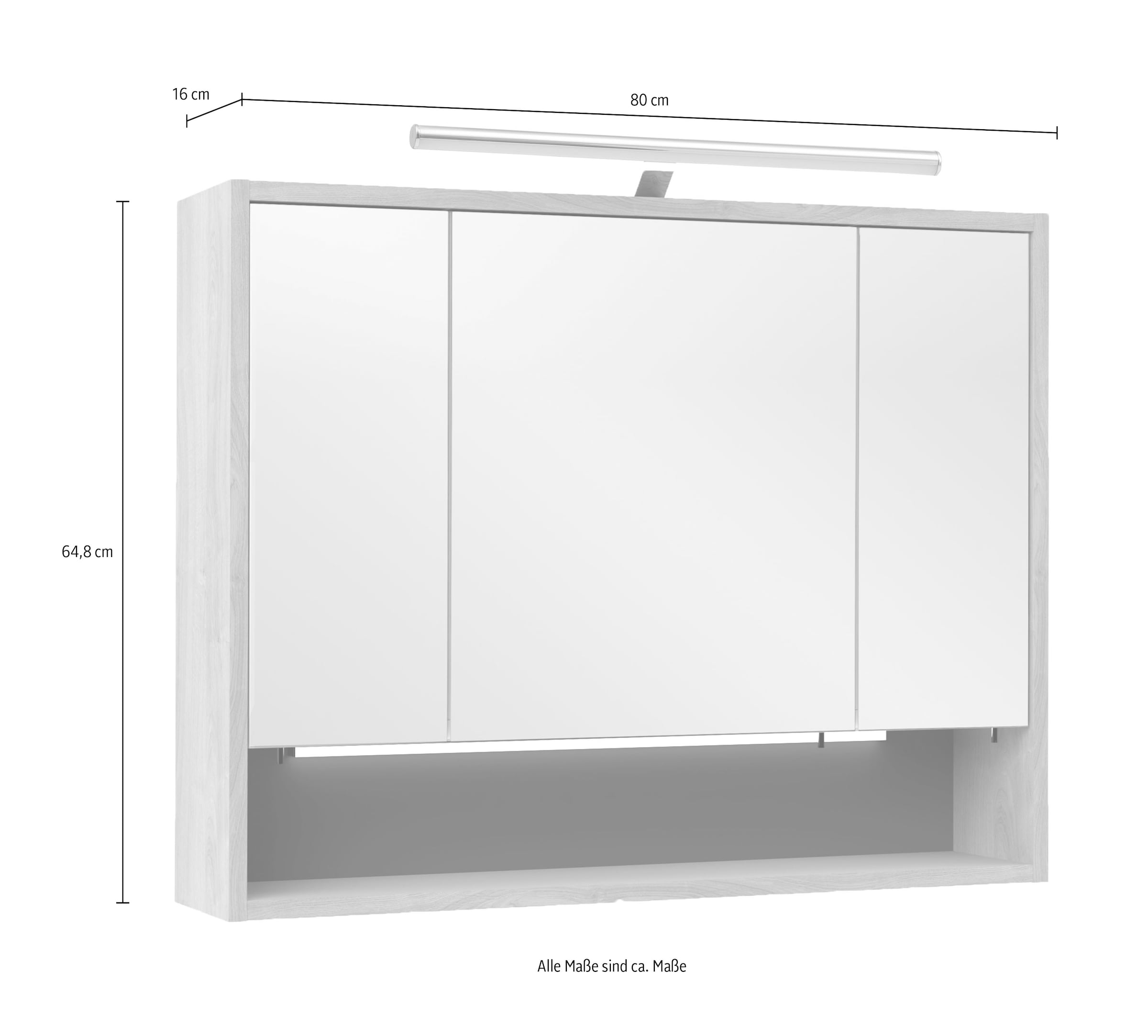 Schildmeyer Spiegelschrank »SONDERBY, inkl. Beleuchtung, Breite 60 cm, 3 Türen, MADE IN GERMANY« 1 Stk. tlg. Türen mit Anschlagdämpfung, MADE IN GERMANY