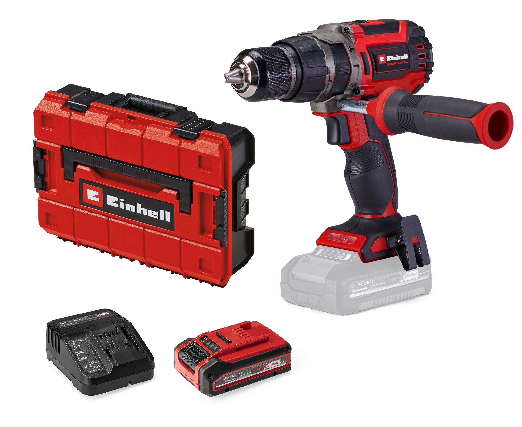 Einhell, Akku-Schlagbohrschrauber »PROFESSIONAL TP-CD 18/70 BL (1x4, 0 Ah PLUS)« Inkl. Akku, Ladegerät und Koffer, Schwarz, Rot, Hochwertiges 13 mm 