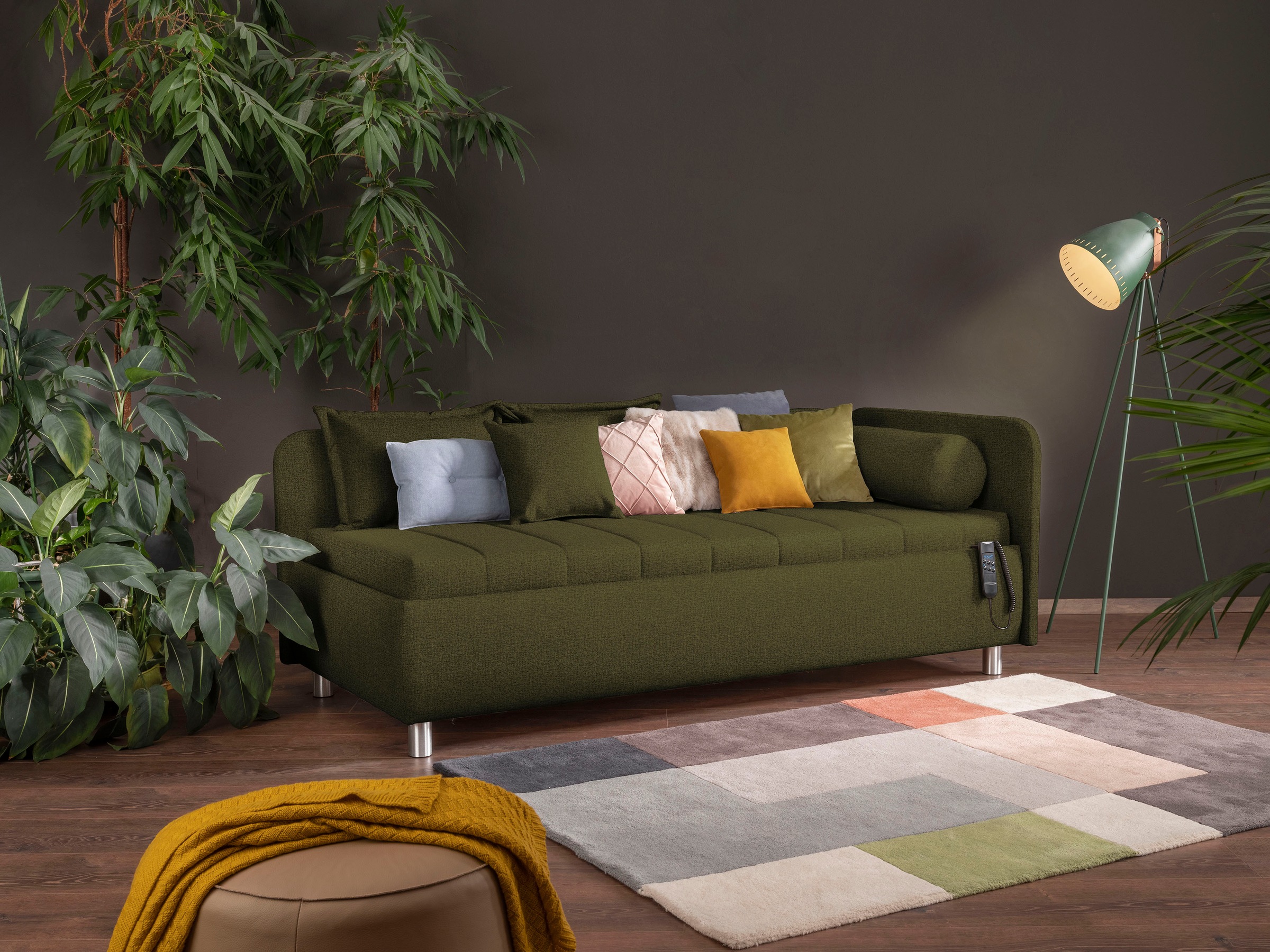 alina Schlafsofa »Kiana«, Liegefläche 90/200 cm oder 100/200 cm, Bettkasten, Zierkissen-Set