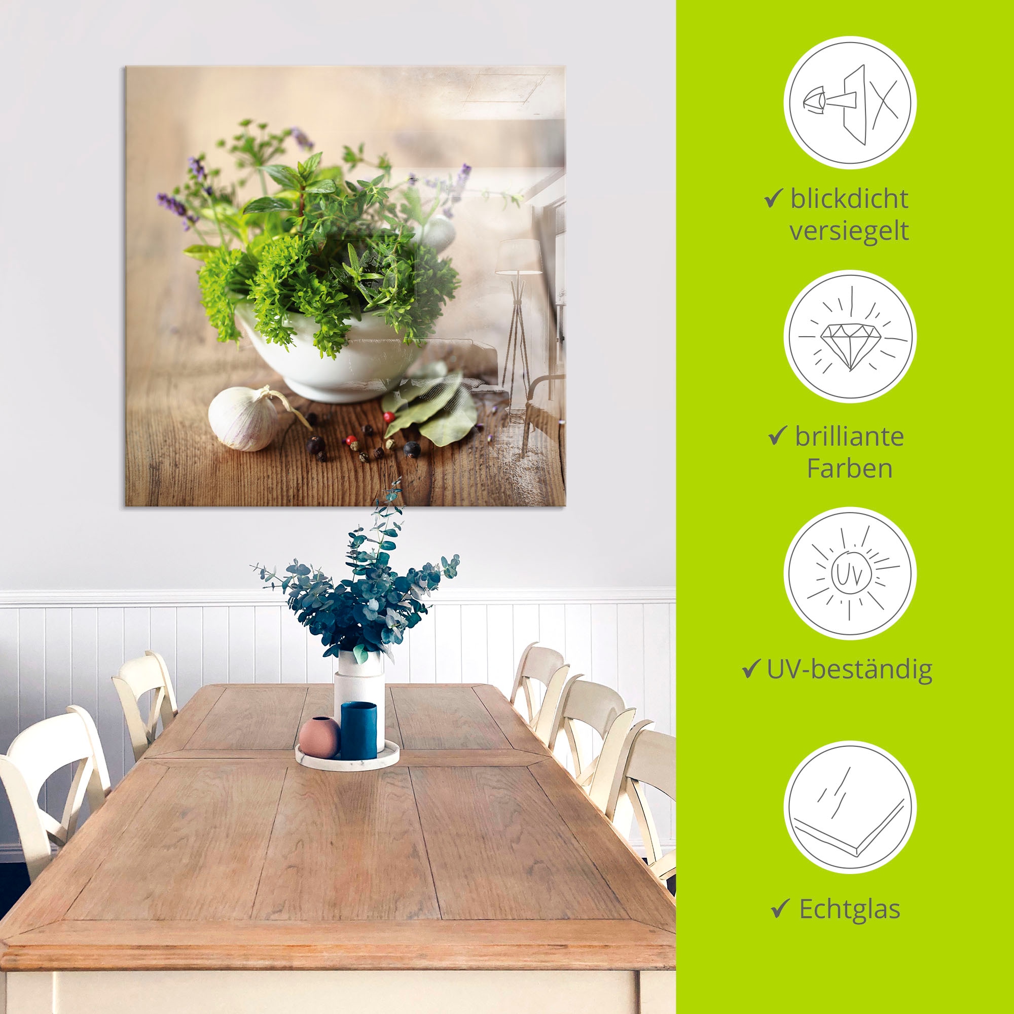 Artland Glasbild »Verschiedene Kräuter - Küche« Arrangements 1 Stk. tlg. in verschiedenen Größen