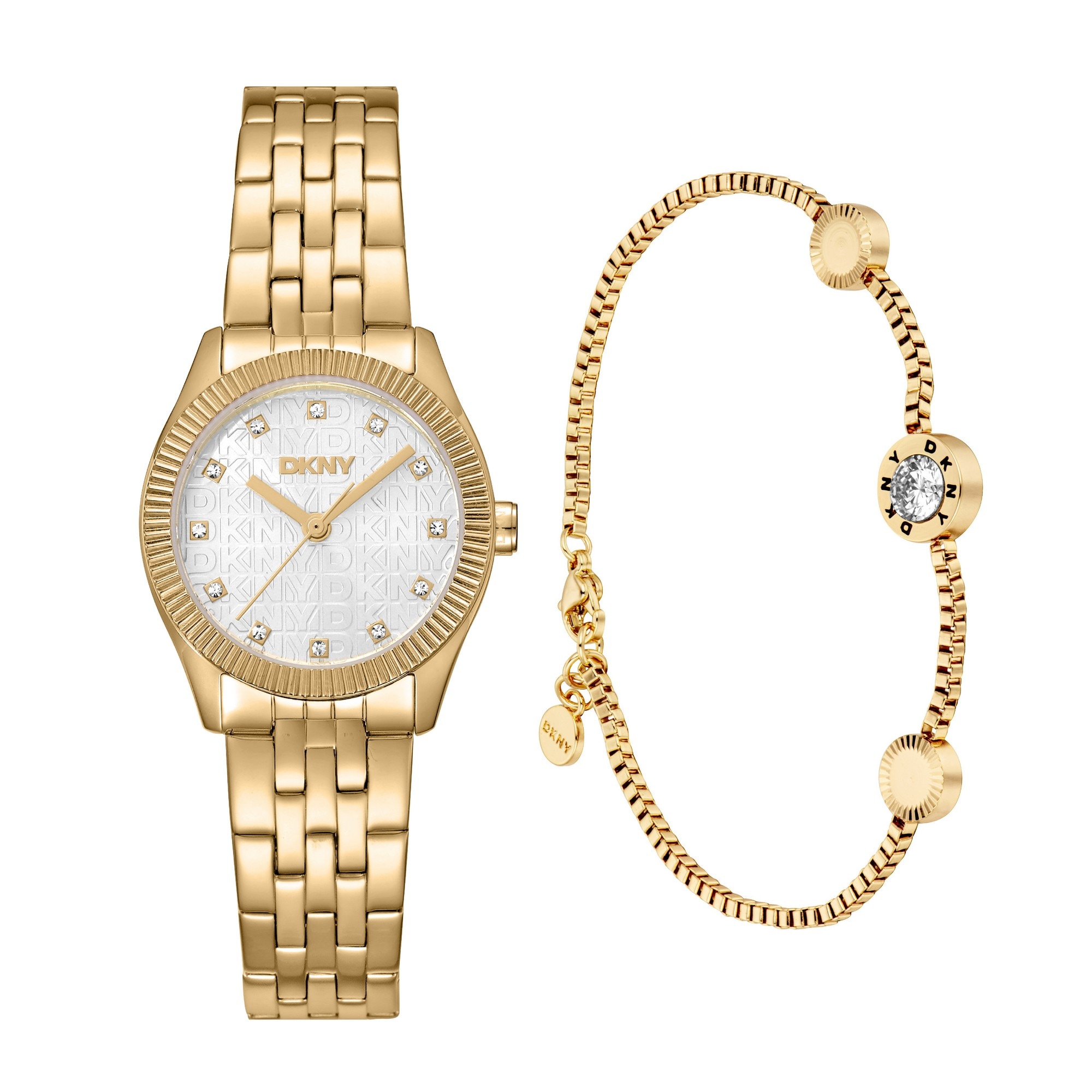 DKNY Quarzuhr »Logo Watch Set« Armbanduhr, Damenuhr, Edelstahlarmband, Ideal auch als Geschenk