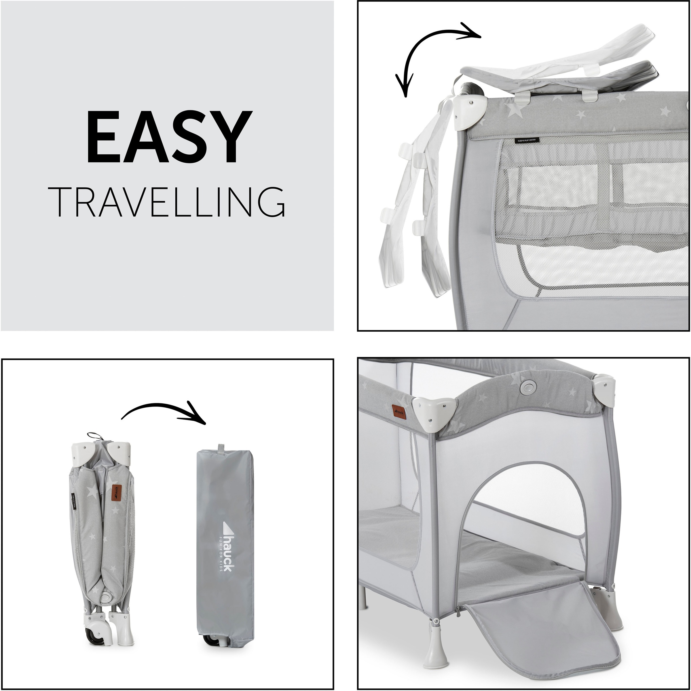 Hauck Baby-Reisebett »Sleep'N Play Center, Stars«, inkl. Transporttasche
