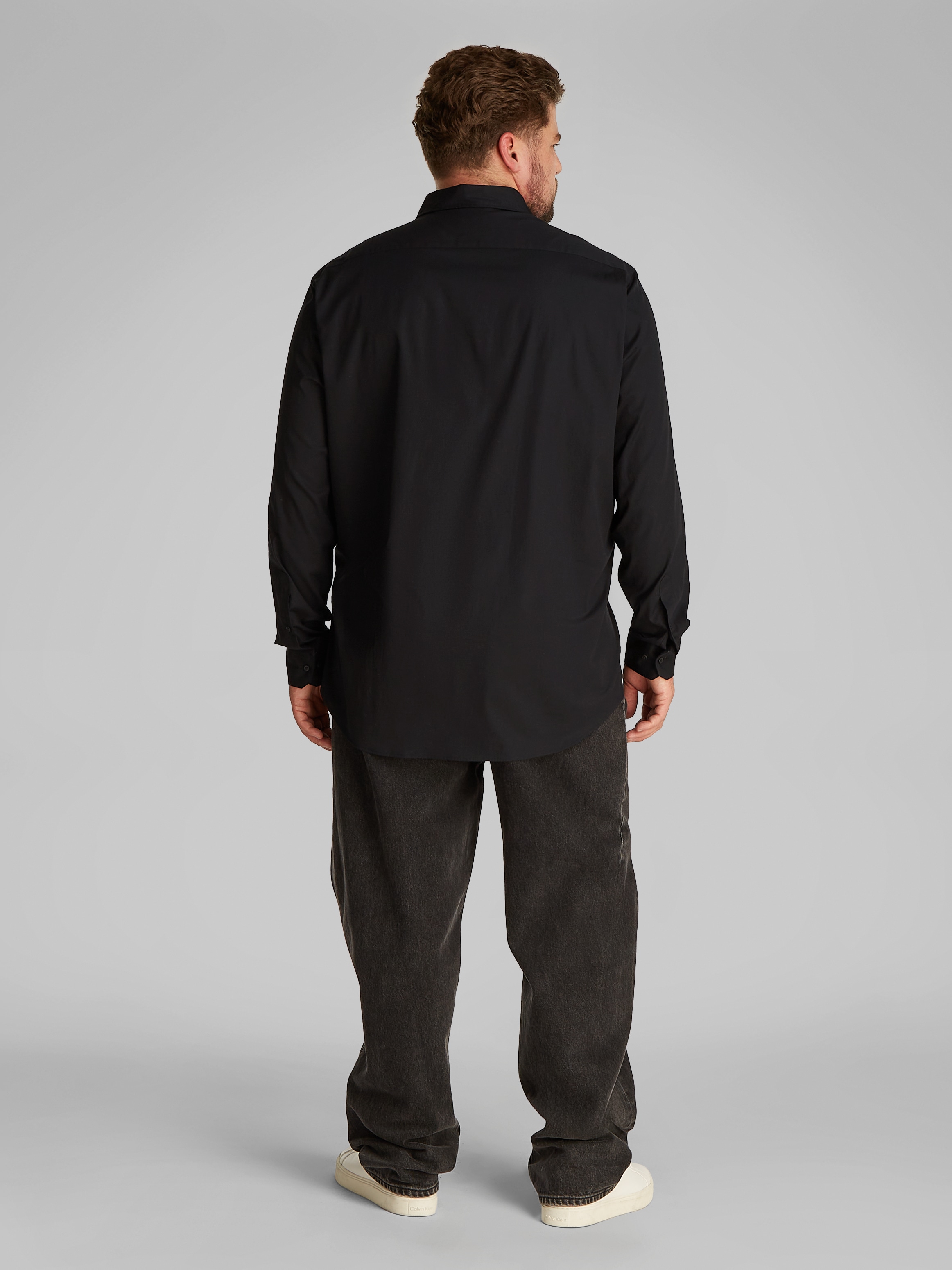 Calvin Klein Big&Tall Langarmhemd »BT_STRETCH POPLIN SLIM SHIRT«, in großen Größen mit durchgehender Knopfleiste