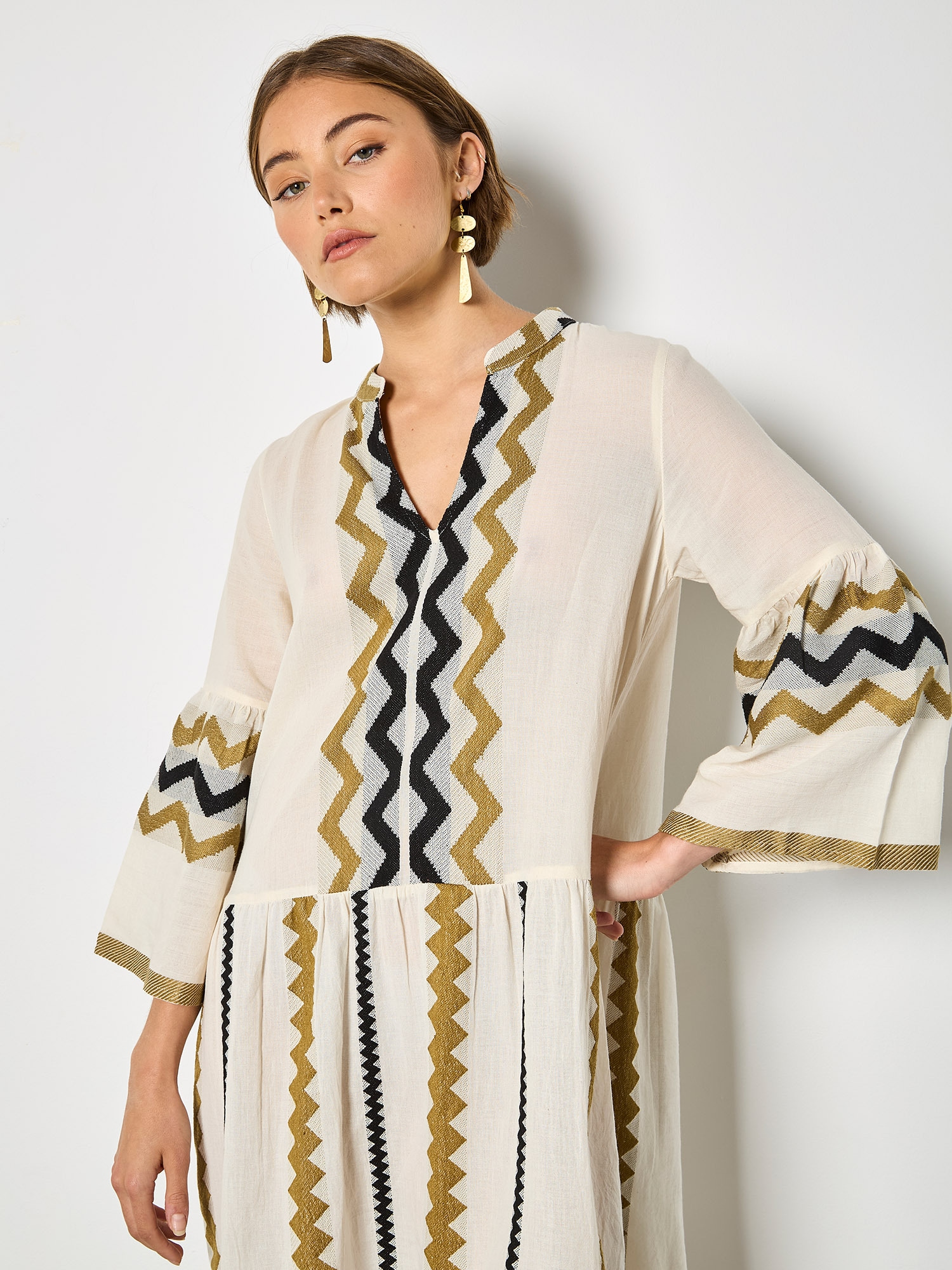 Apricot Abendkleid »Tunika-Kleid« mit Chevron-Muster