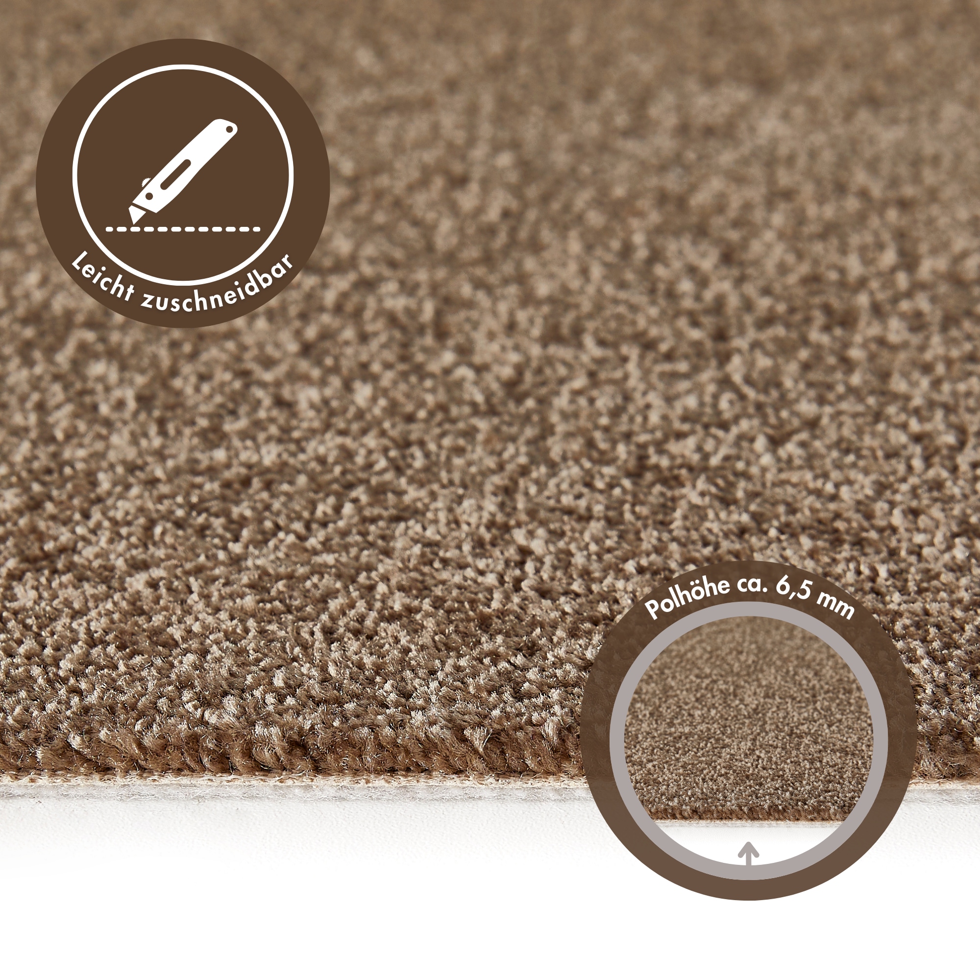 Andiamo Teppichboden »Verona, Velours, Made in Belgium«, rechteckig, 6 mm Höhe, Uni Farben, Breite 400 cm oder 500 cm, strapazierfähig, pflegeleicht