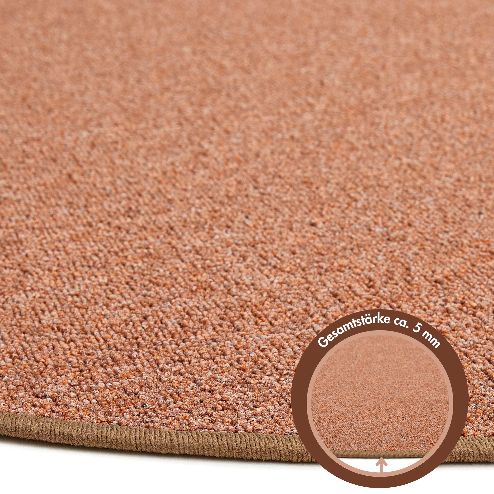Andiamo Teppich »Luton, Made in Germany«, rund, 5 mm Höhe, melierte Optik, ideal im Wohnzimmer & Schlafzimmer