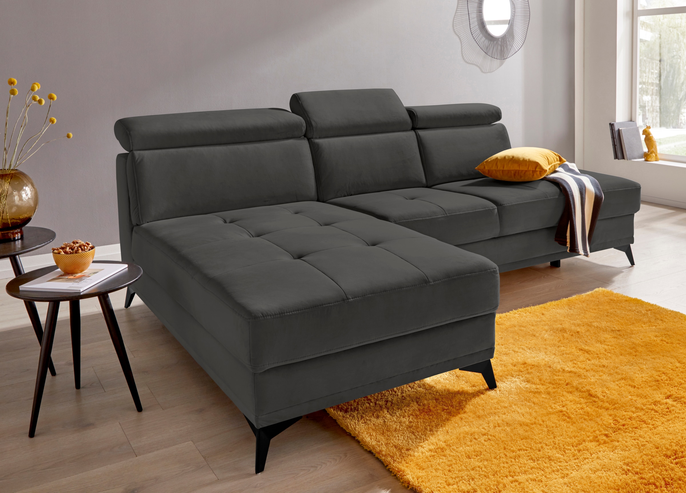 INOSIGN Ecksofa »Cardiz L-Form« inkl.Kopfteilverstellung und Federkern wahlweise mit Bettfunktion