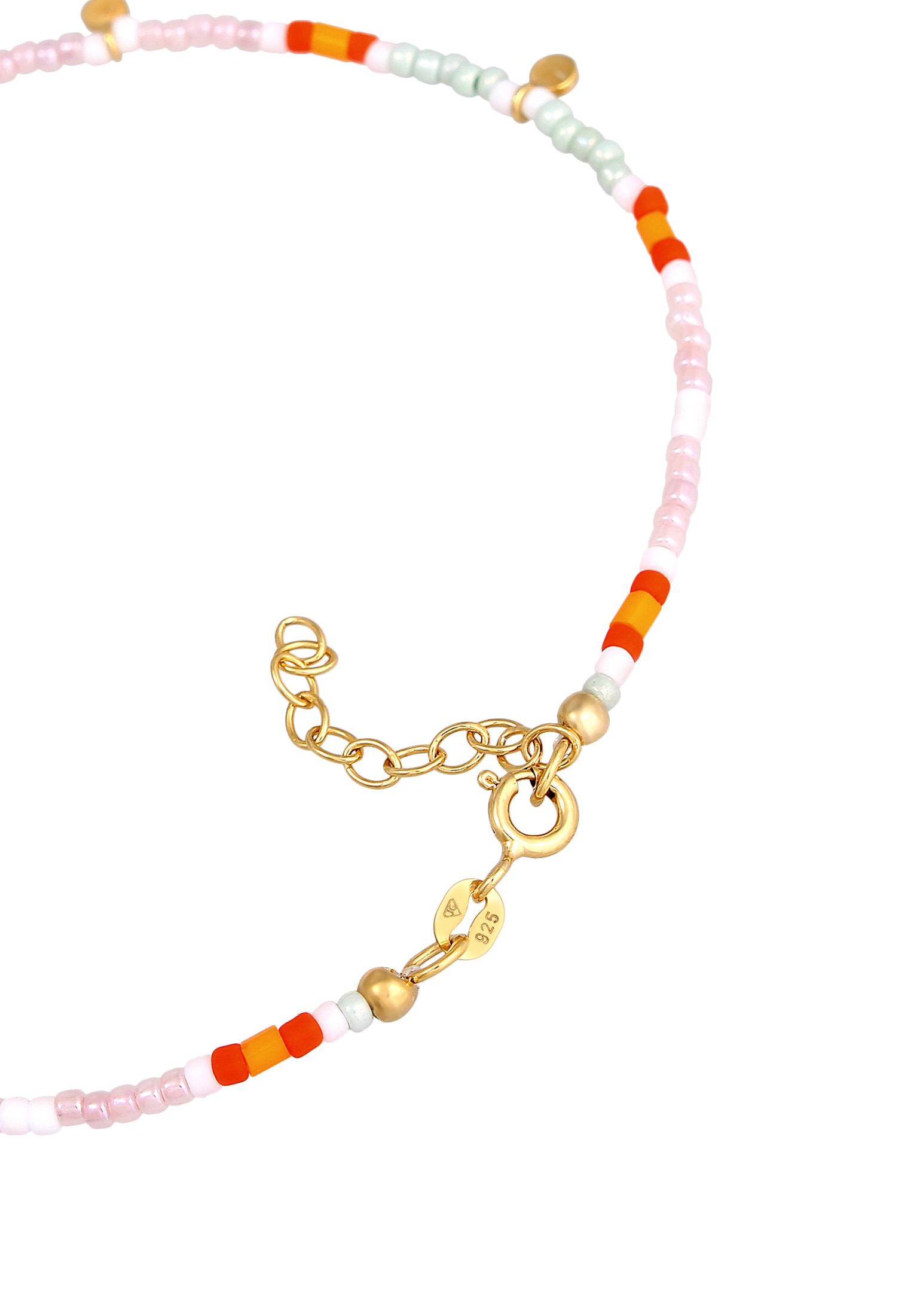 Elli Fußkette »Fußschmuck Plättchen Glas Beads Bunt 925 Silber«