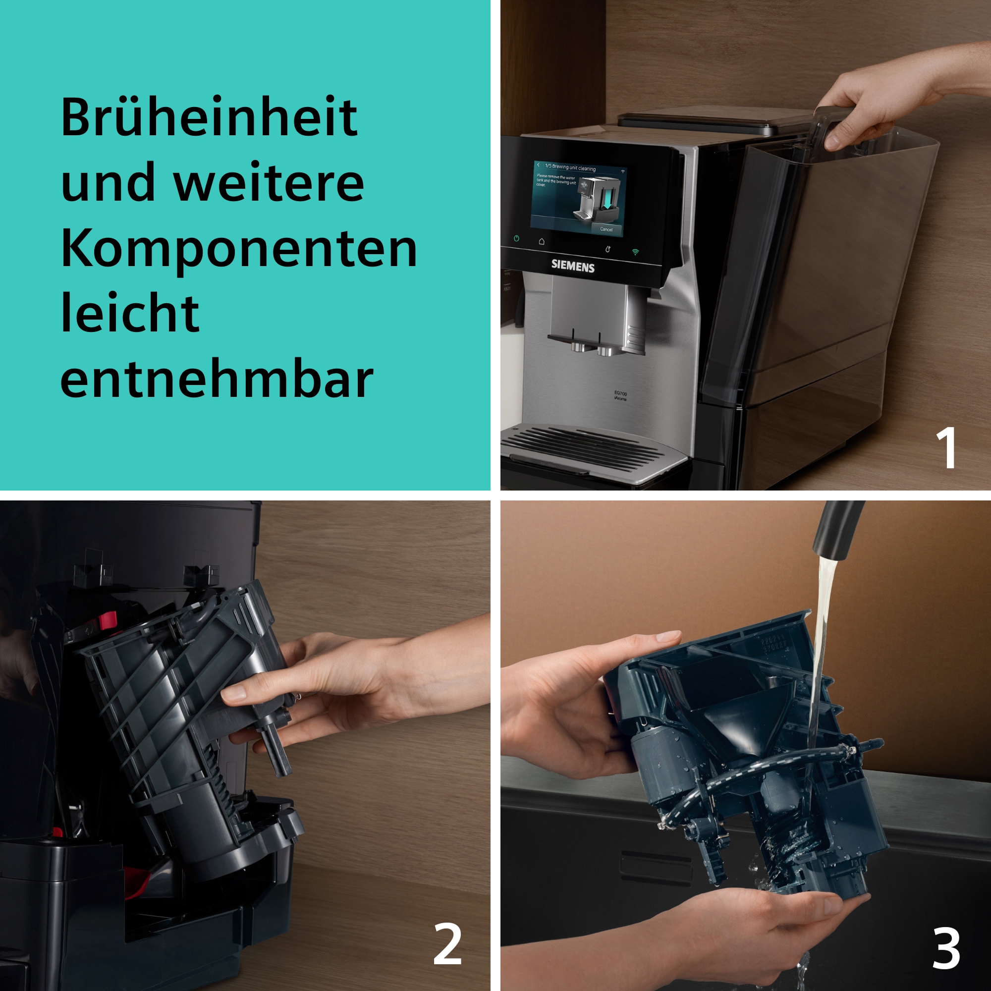 SIEMENS Kaffeevollautomat »TQ727D03« farbiges Full-Touch-Display, Doppeltassenfunktion, sehr leise, schwarz