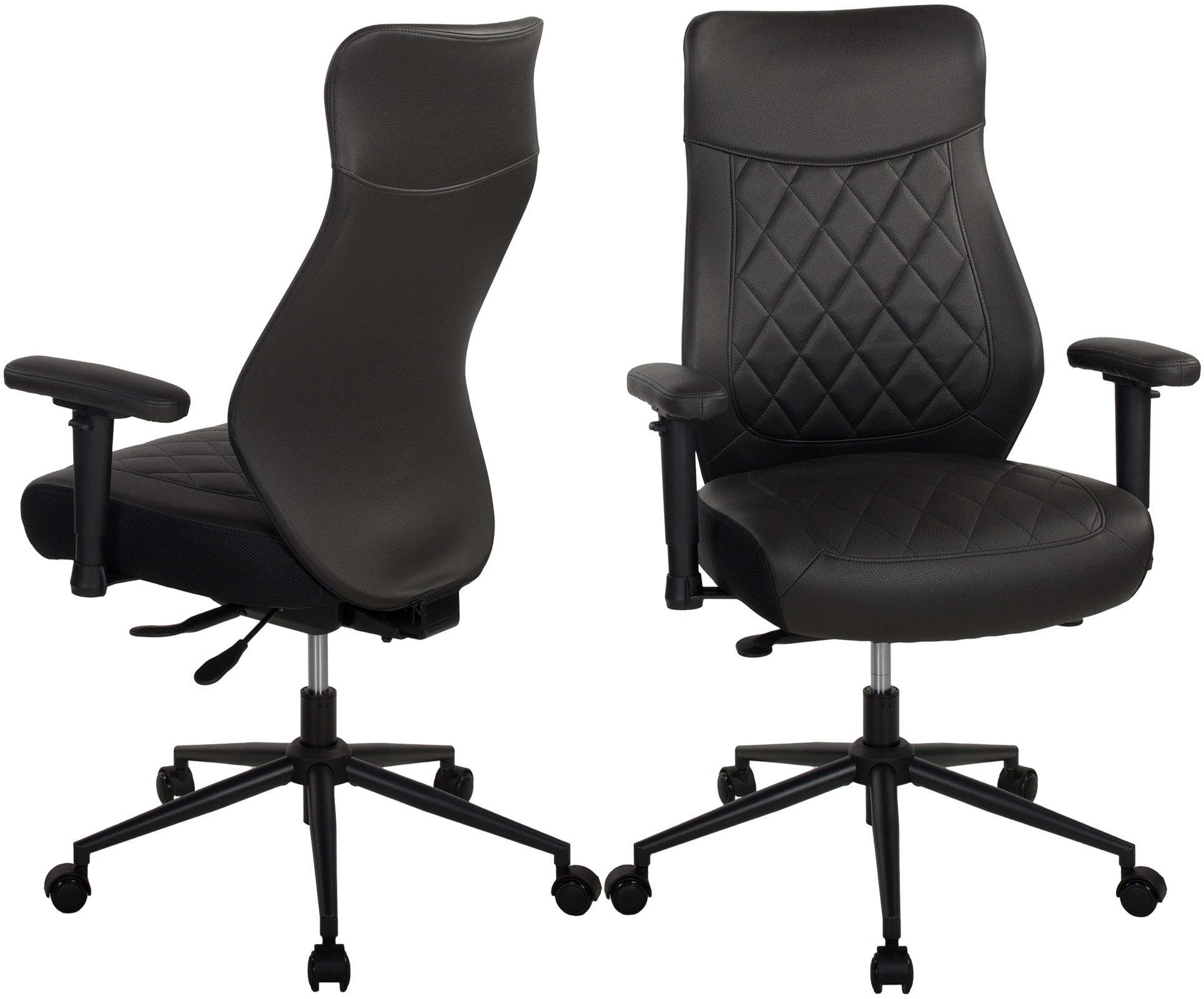 Duo Collection, Schreibtischstuhl »TURSI« () 1 Stk.2-D Armlehnen, Sitztiefen- und höhenverstellung, Lederlook-Mikrofaser, Schwarz + Schwarz, 
