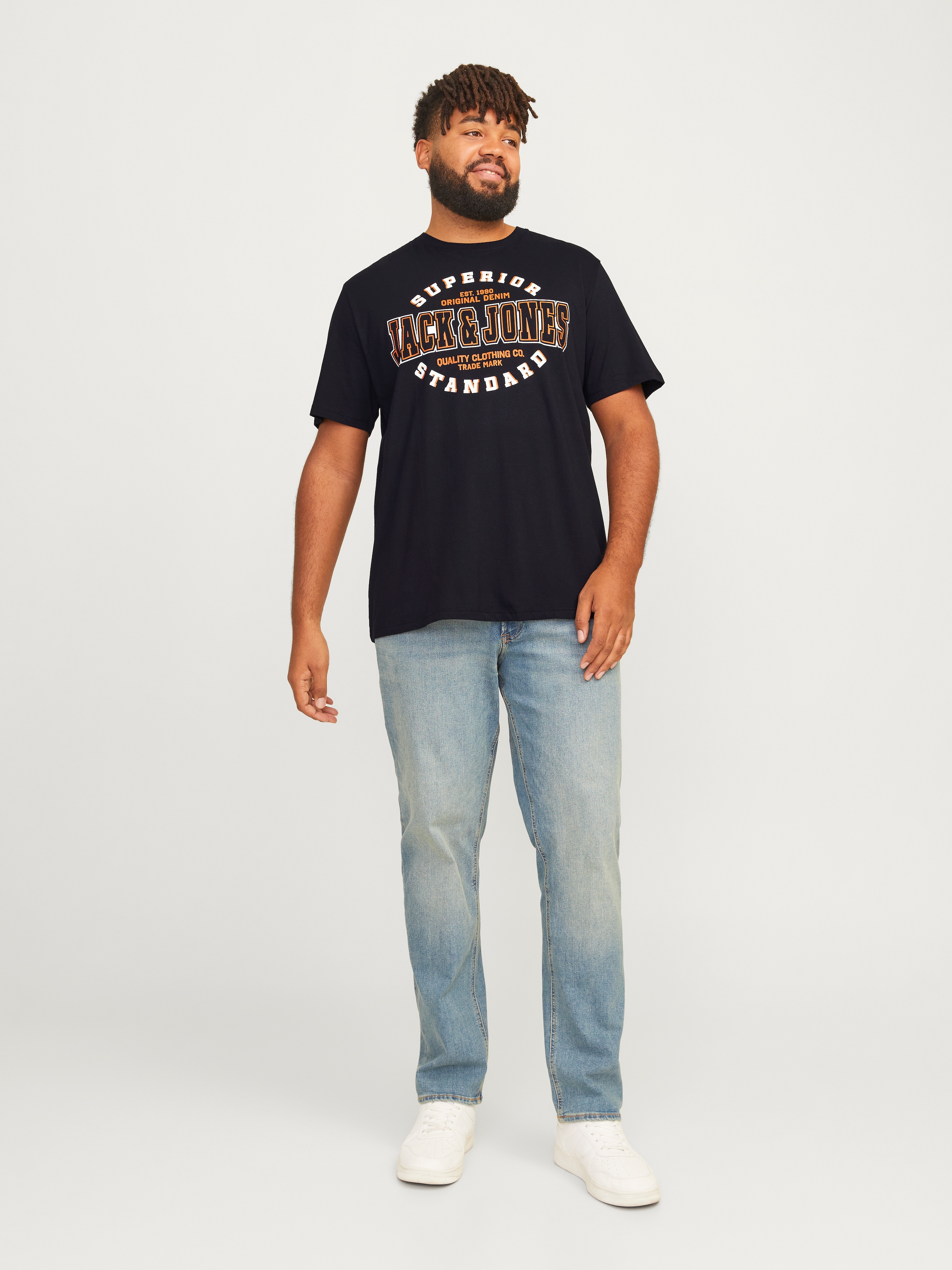 Jack & Jones PlusSize T-Shirt »JJELOGO TEE SS O-NECK 2 COL AW24 S PLS«, mit Frontprint