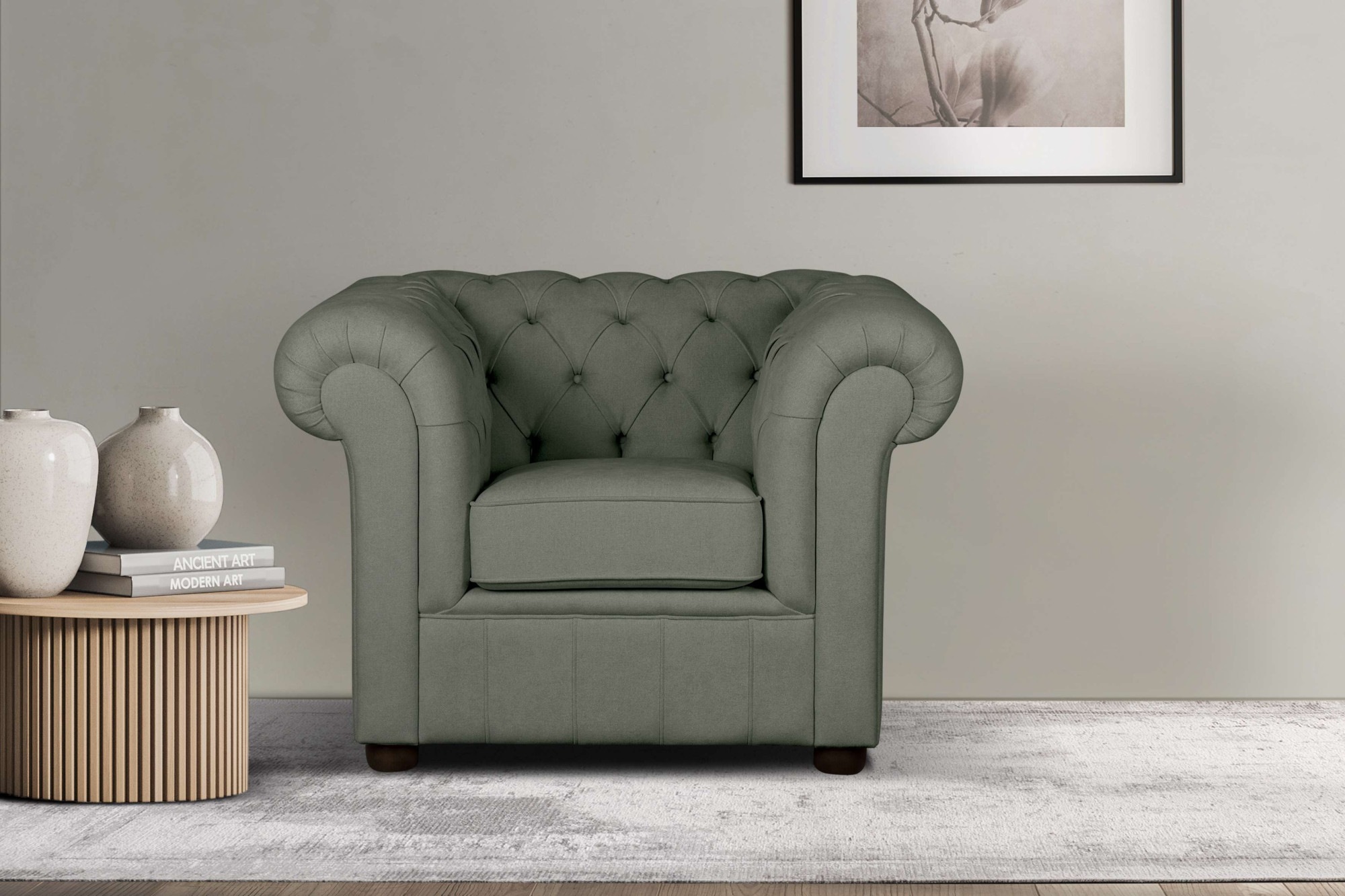 Home affaire Sessel "CHARENTE, Chesterfield, Wellenfederung, Maße B/T/H: 105/89/74 cm" mit edler Knopfheftung und typischen Armlehnen